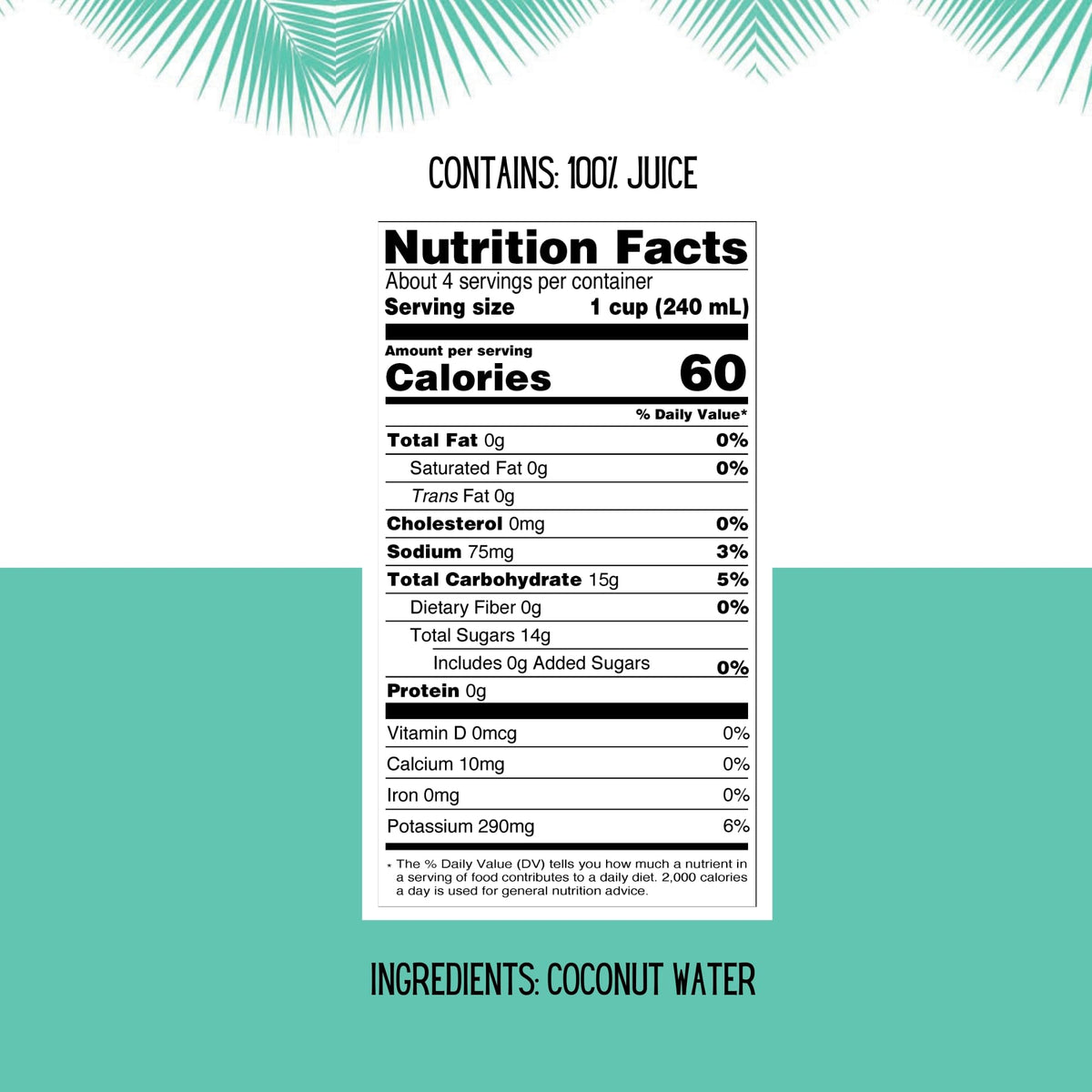 Little Palm Pure Coconut Water – From Young Coconuts, No Sugar Added, Natural Hydration, Electrolytes, 16.9 fl oz (12-Pack)