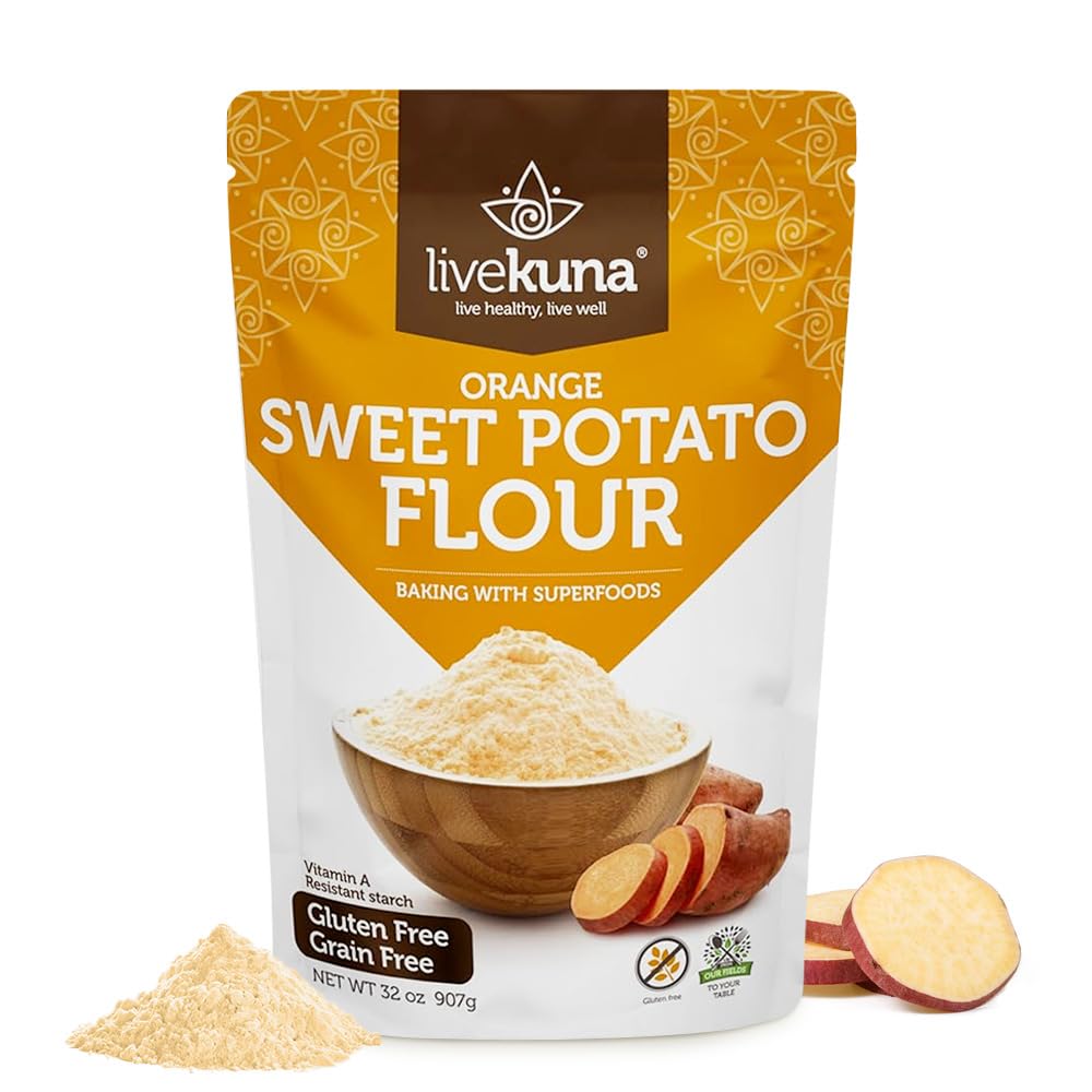 LiveKuna Orange Sweet Potato Flour – Gluten-Free Baking Flour for Cakes, Pancakes, Soups & Sauces