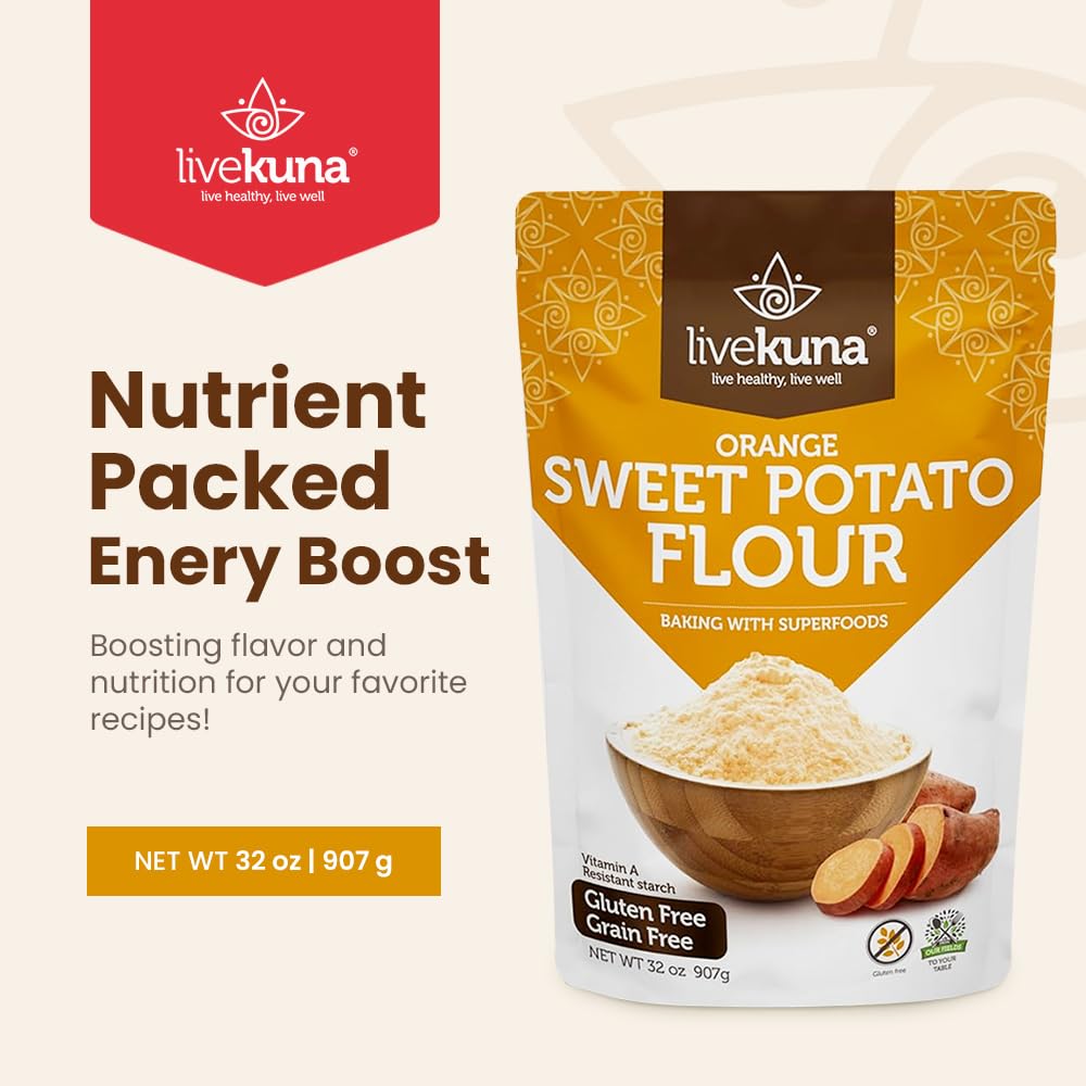 LiveKuna Orange Sweet Potato Flour – Gluten-Free Baking Flour for Cakes, Pancakes, Soups & Sauces