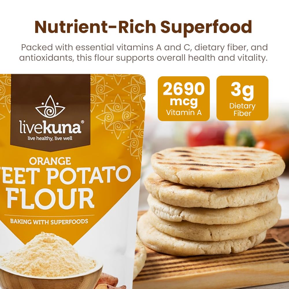 LiveKuna Orange Sweet Potato Flour – Gluten-Free Baking Flour for Cakes, Pancakes, Soups & Sauces