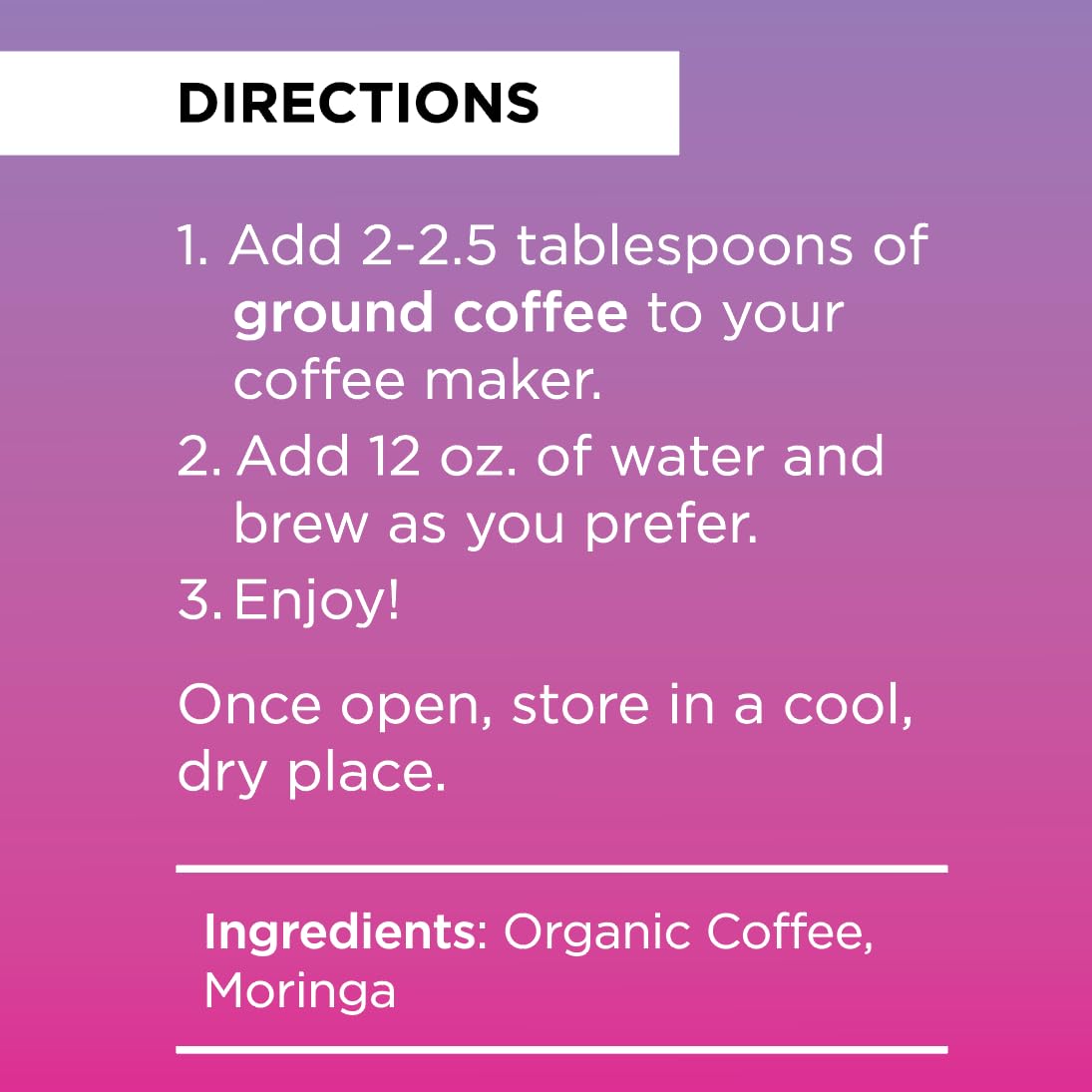 Livingood Daily Coffee with Moringa – Ground Medium Roast, 12oz, Organic & Vegan