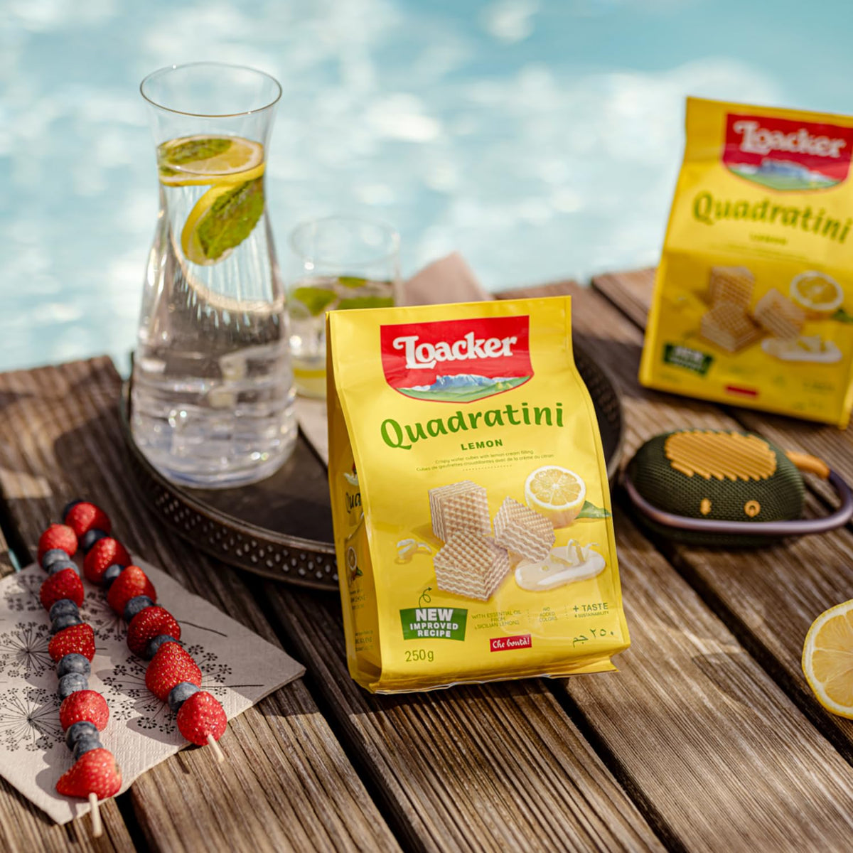 Loacker Quadratini Fruity Variety Pack – Lemon, Vanilla & Raspberry Yogurt Wafers | Large 6-Pack