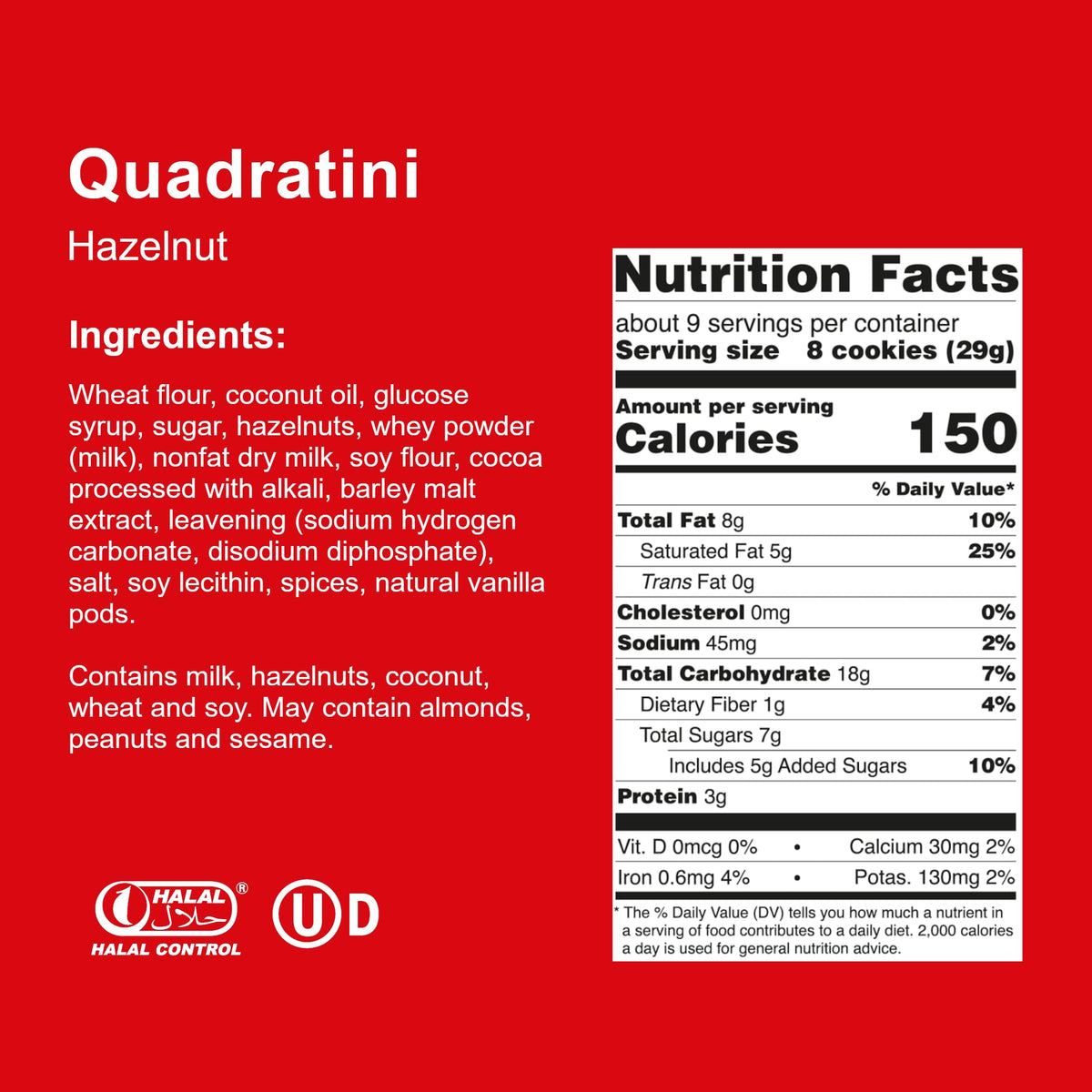 Loacker Quadratini Hazelnut Wafers – 30% Less Sugar, Large 6-Pack, NON-GMO