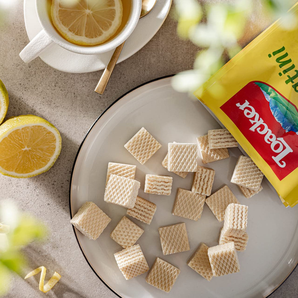 Loacker Quadratini Lemon Wafers - Large 6-Pack | 30% Less Sugar, NON-GMO