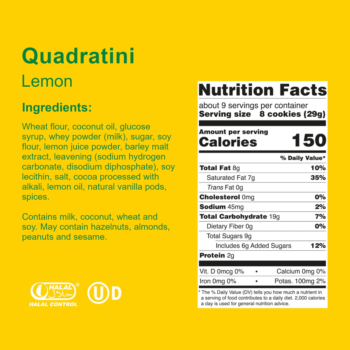 Loacker Quadratini Lemon Wafers - Large 6-Pack | 30% Less Sugar, NON-GMO