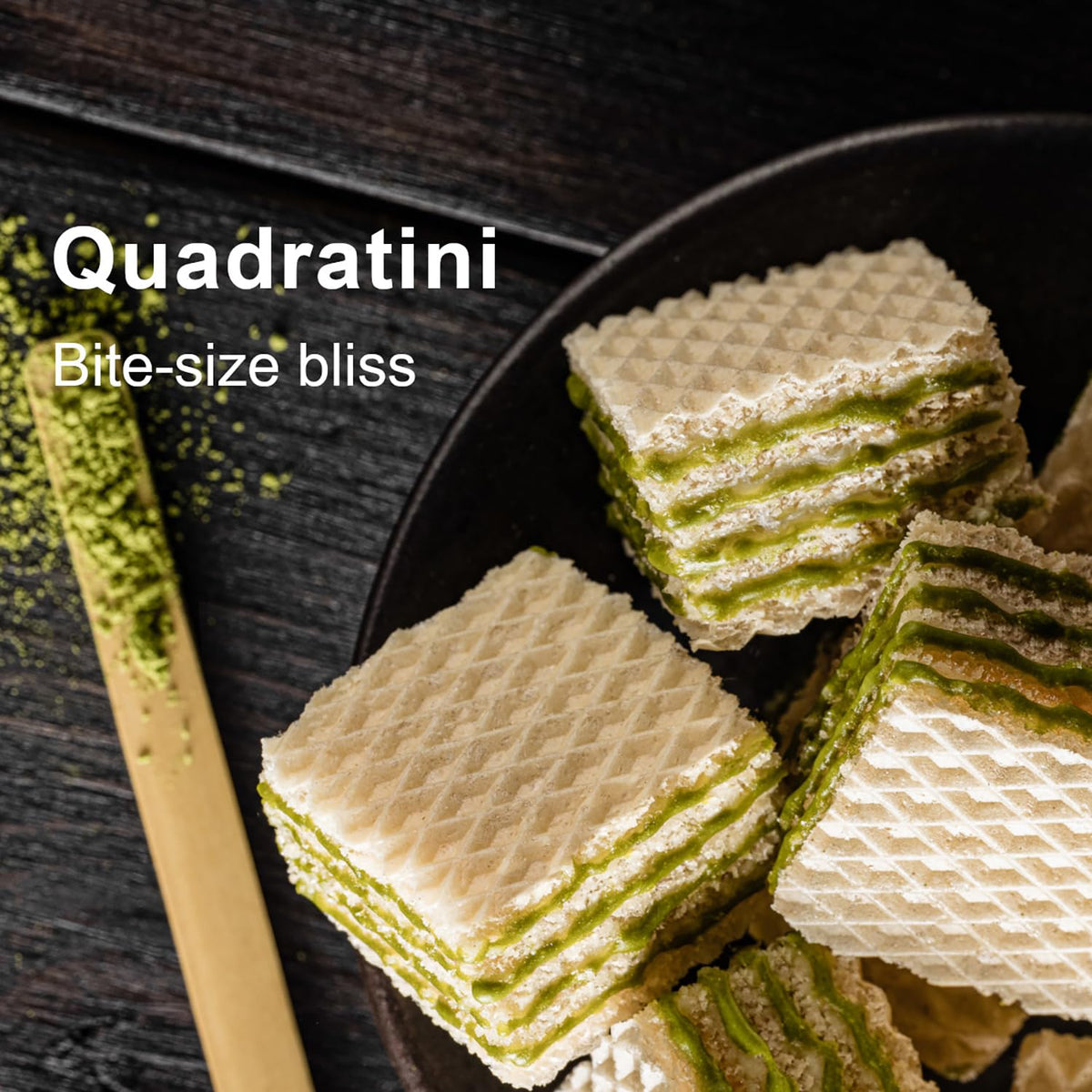 Loacker Quadratini Matcha – Large Pack of 6, 30% Less Sugar, NON-GMO, Crispy Bite-Size Wafers