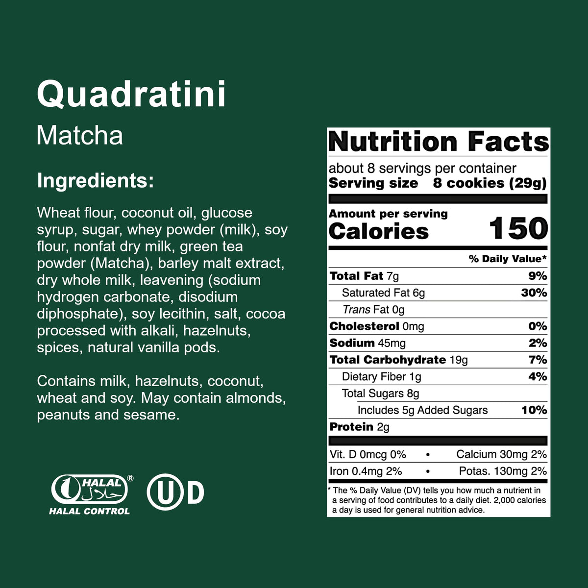 Loacker Quadratini Matcha – Large Pack of 6, 30% Less Sugar, NON-GMO, Crispy Bite-Size Wafers