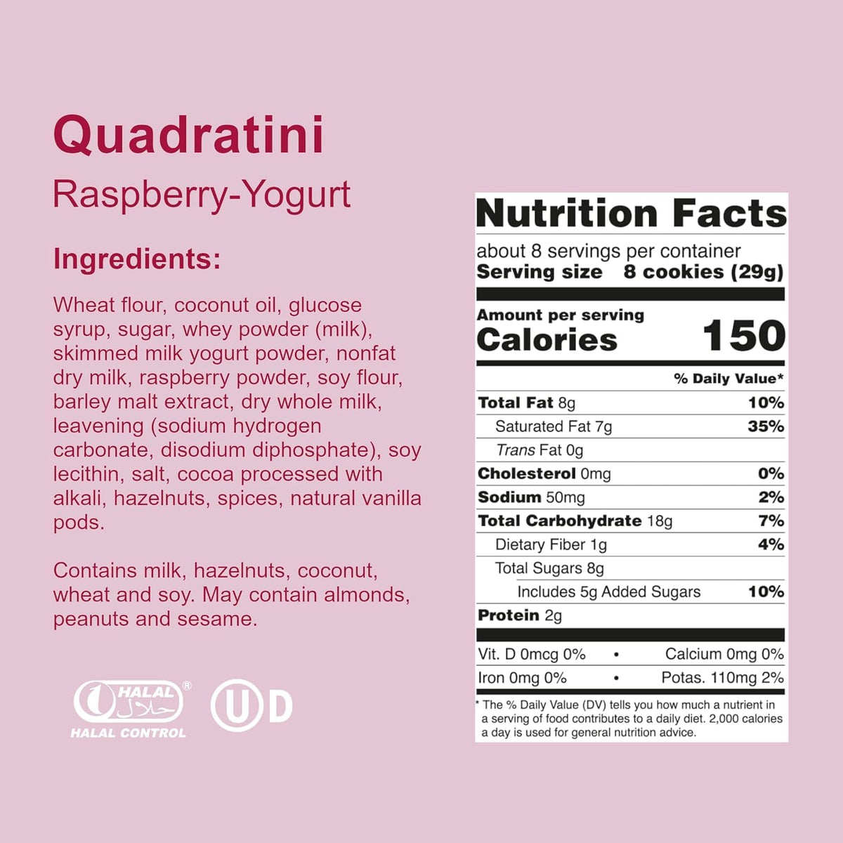 Loacker Quadratini Raspberry Yogurt Wafers – 30% Less Sugar, Large Pack (6)