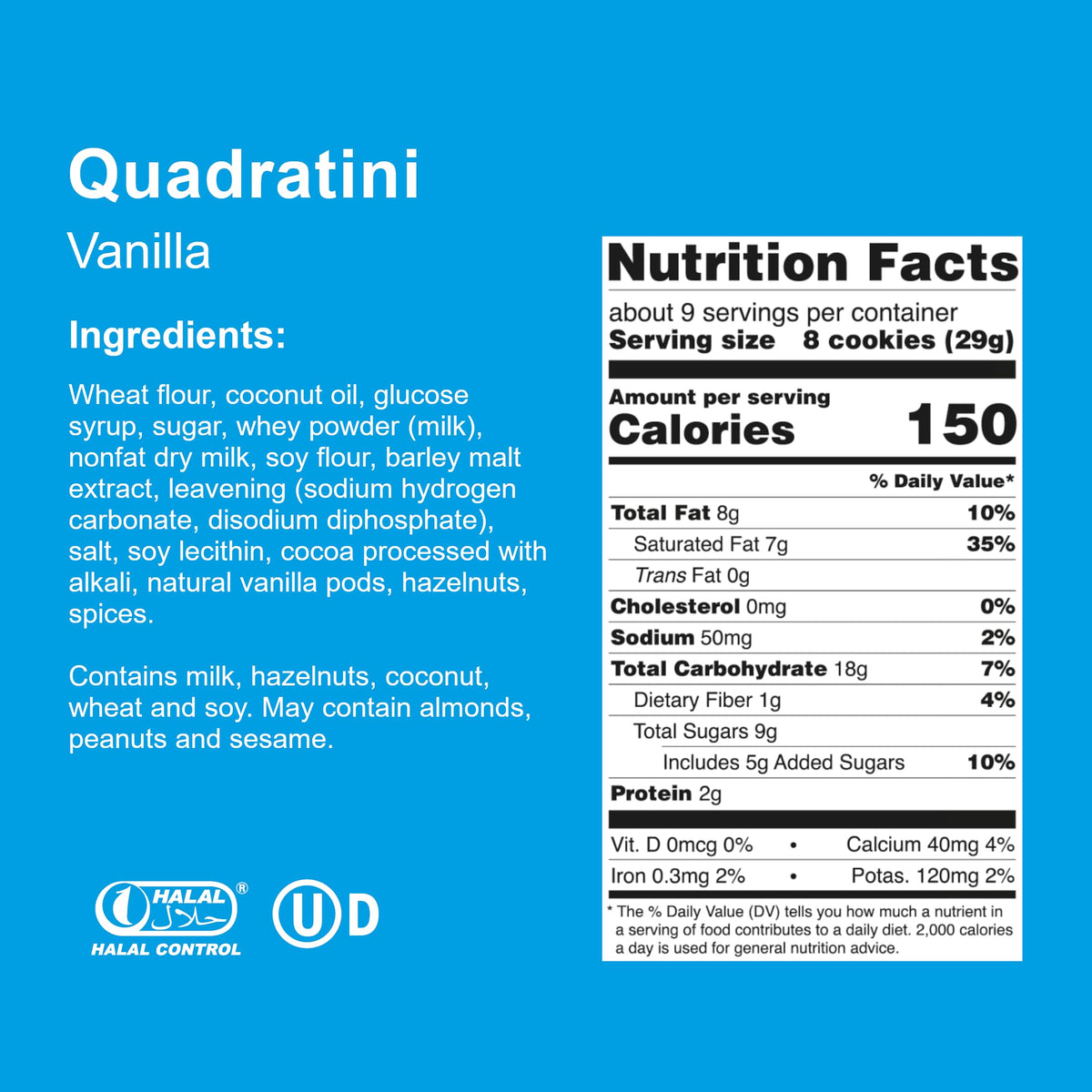 Loacker Quadratini Vanilla Wafer Cookies LARGE – 30% Less Sugar, Non-GMO, 6-Pack