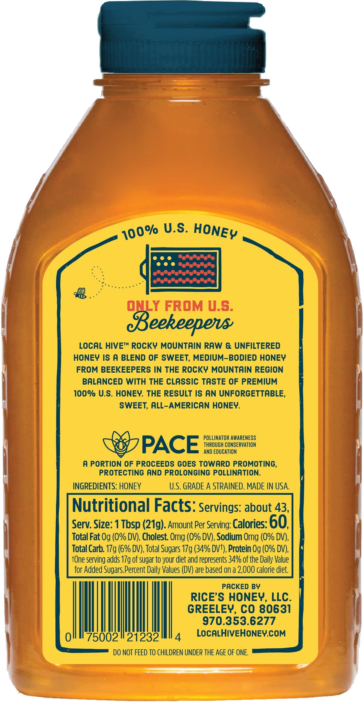 Local Hive Rocky Mountain Raw & Unfiltered Honey – 32 oz | 100% Pure U.S. Honey
