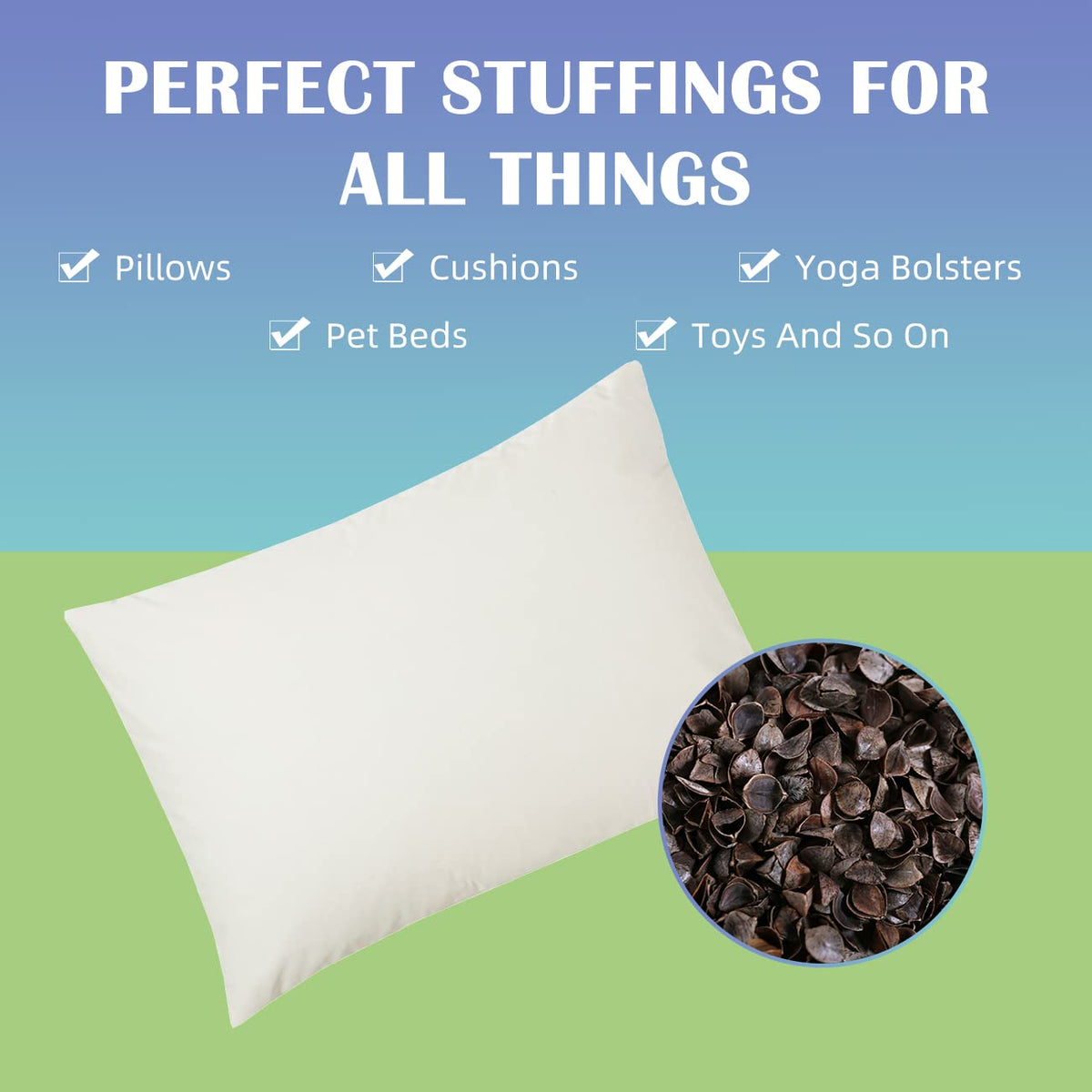 LOFE Common Buckwheat Hulls – 6 LBS Pillow Fillings, 100% Organic Buckwheat Hulls