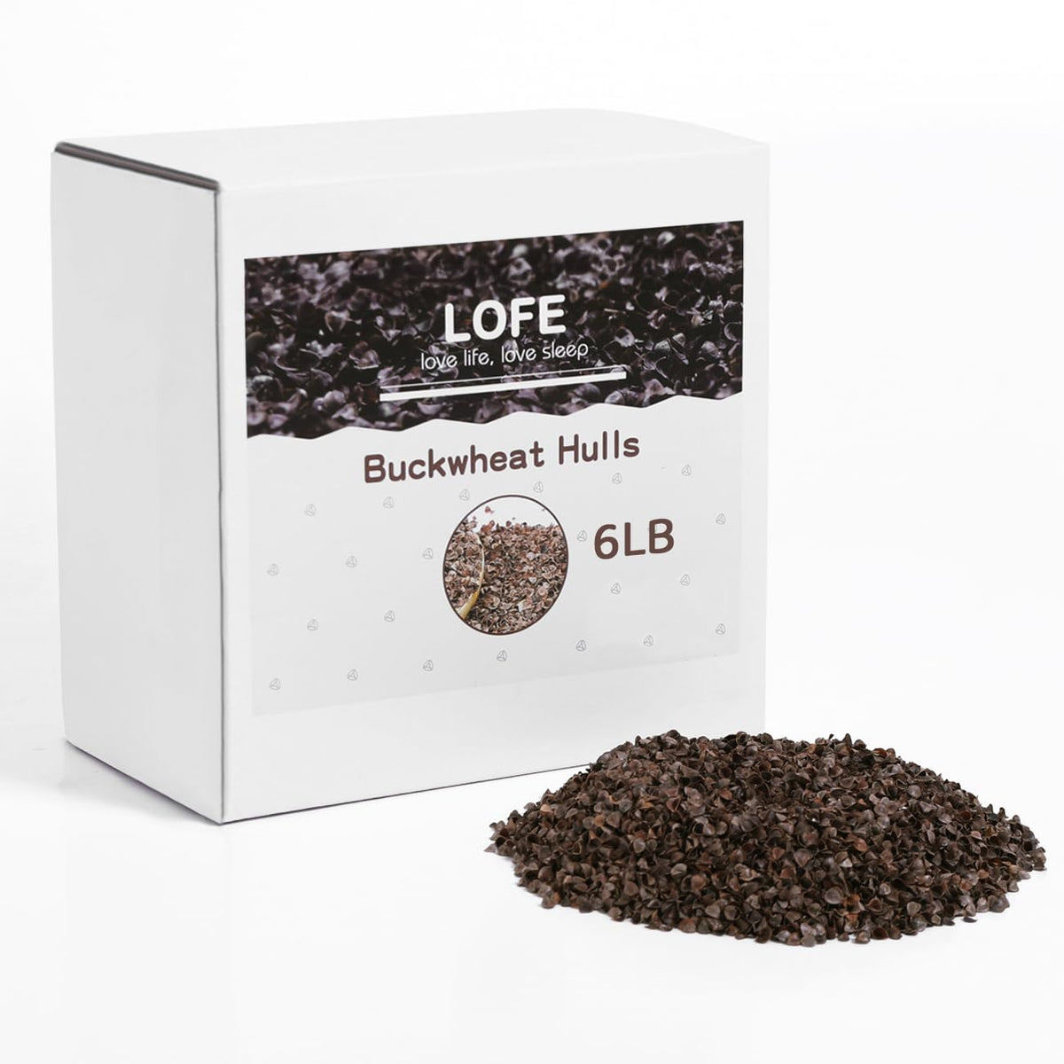 LOFE Common Buckwheat Hulls – 6 LBS Pillow Fillings, 100% Organic Buckwheat Hulls
