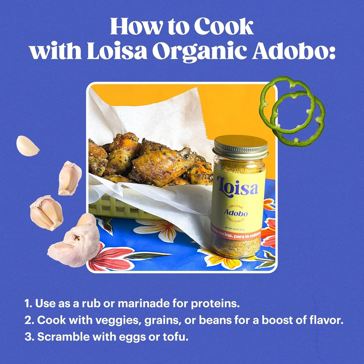 Loisa SALT FREE Adobo Seasoning – USDA Organic, No MSG, Bulk Bag