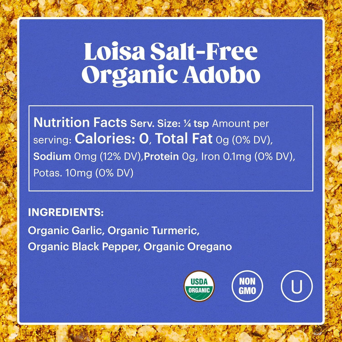 Loisa SALT FREE Adobo Seasoning – USDA Organic, No MSG, Bulk Bag