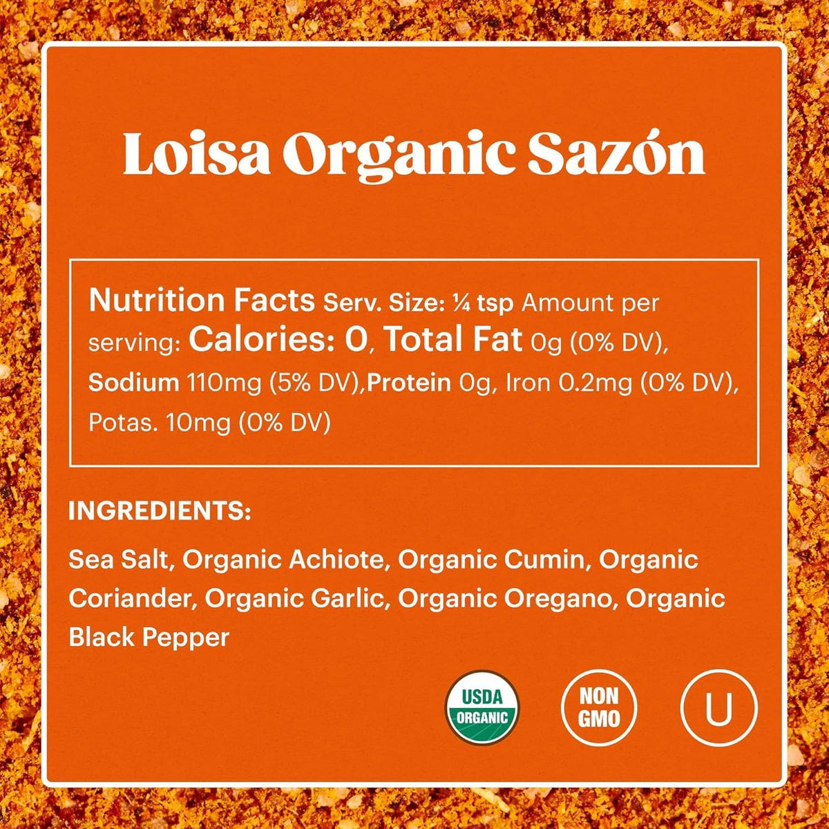 Loisa Sazón Seasoning – USDA Organic, Non-GMO, No MSG, No Preservatives, 8oz