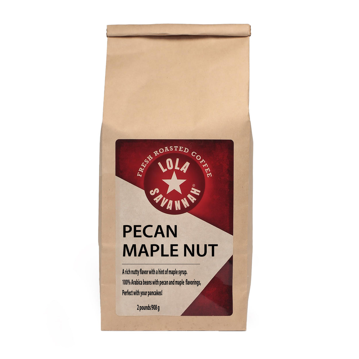 Lola Savannah Pecan Maple Nut Flavored Whole Bean Coffee, 2 lb