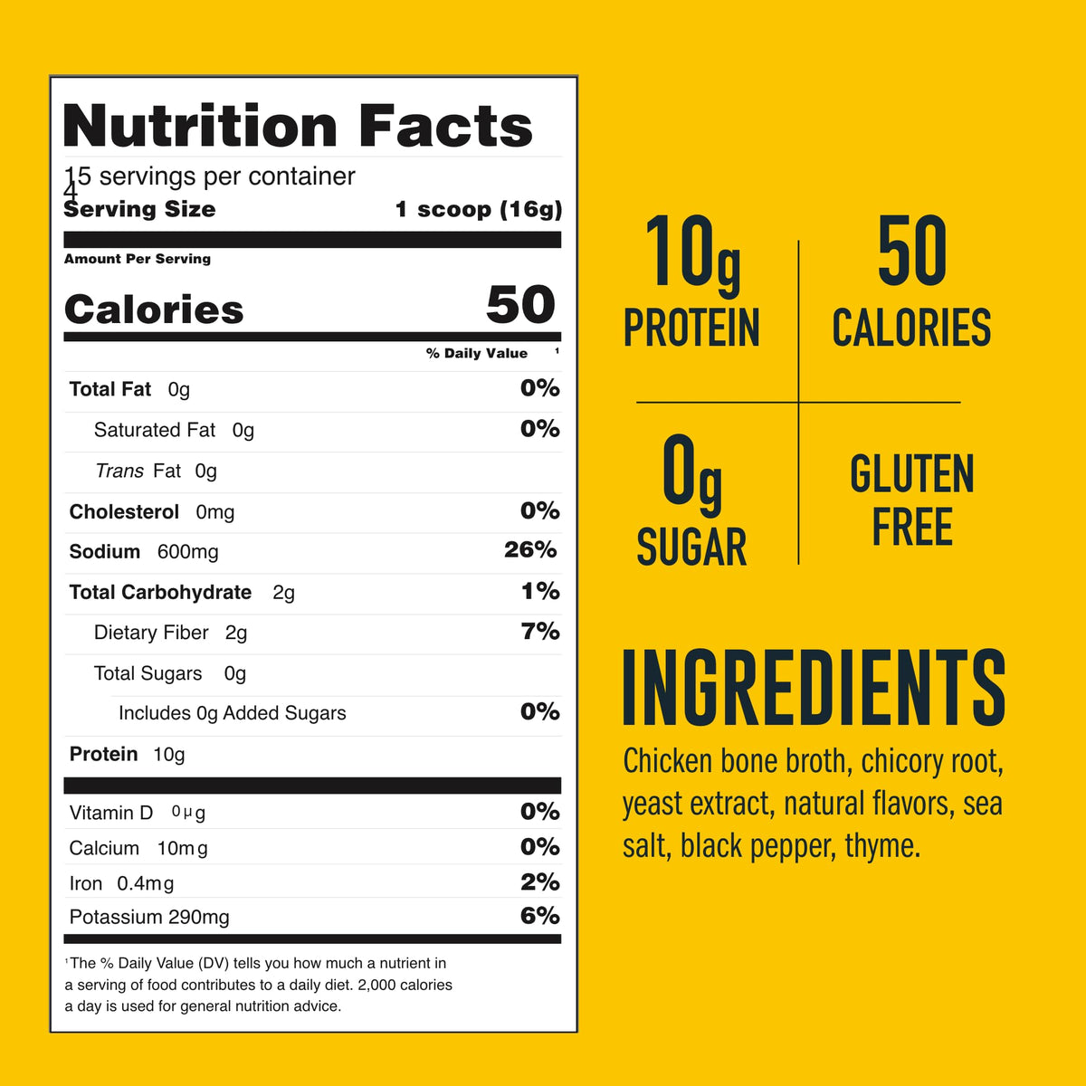 LonoLife Chicken Bone Broth Powder Mix — 10g Protein, Keto & Paleo | 8oz Bulk (15 Servings)