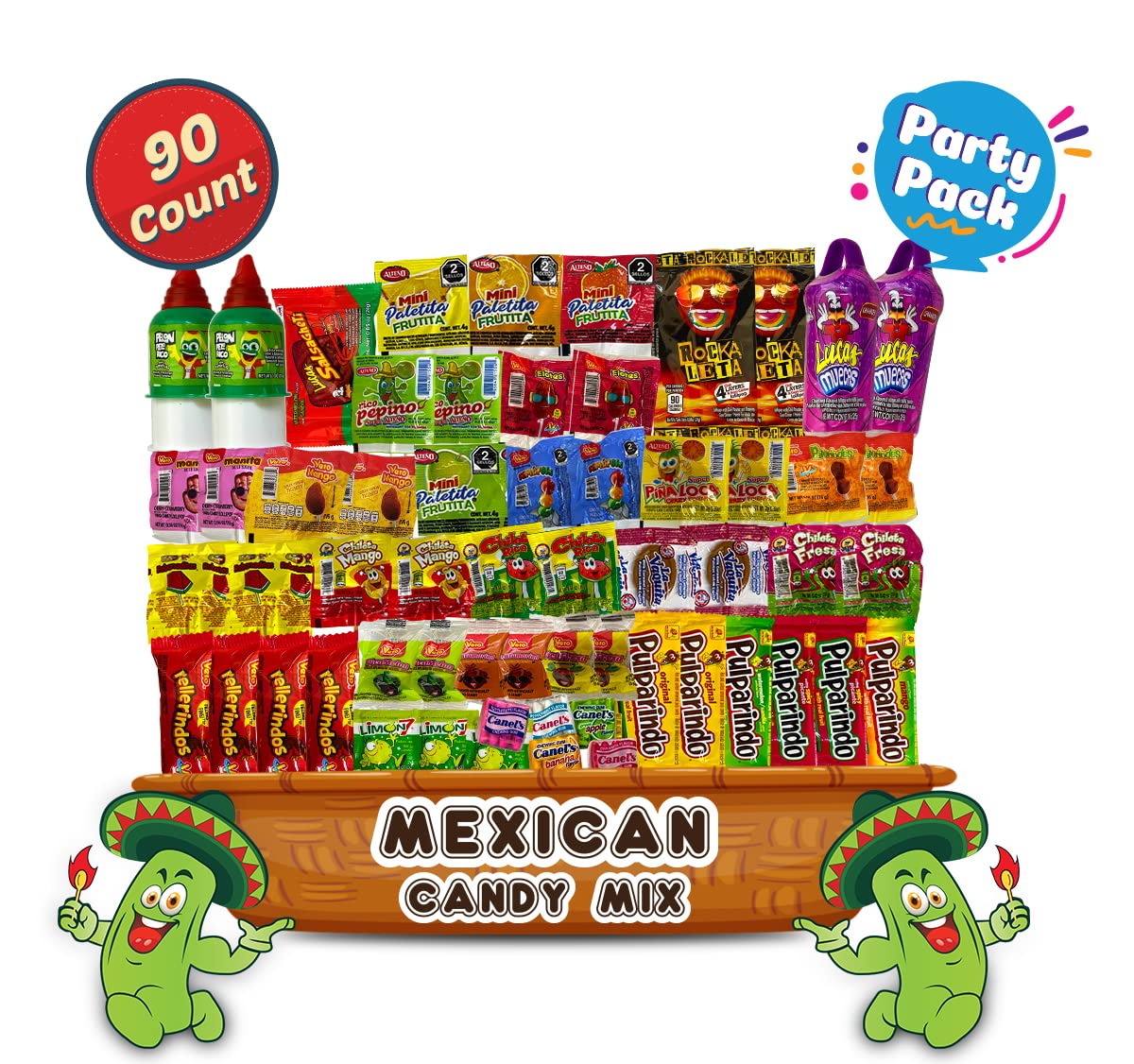 LookOn Mexican Candy Assortment Pack – 90 Count Spicy, Sweet & Sour Candies