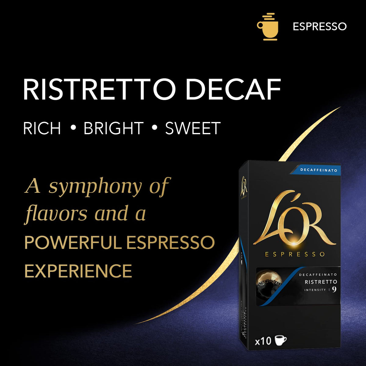L'OR DECAF Espresso Capsules 50 Count – Ristretto Decaf, Aluminum, Compatible with L'OR BARISTA & Nespresso Original
