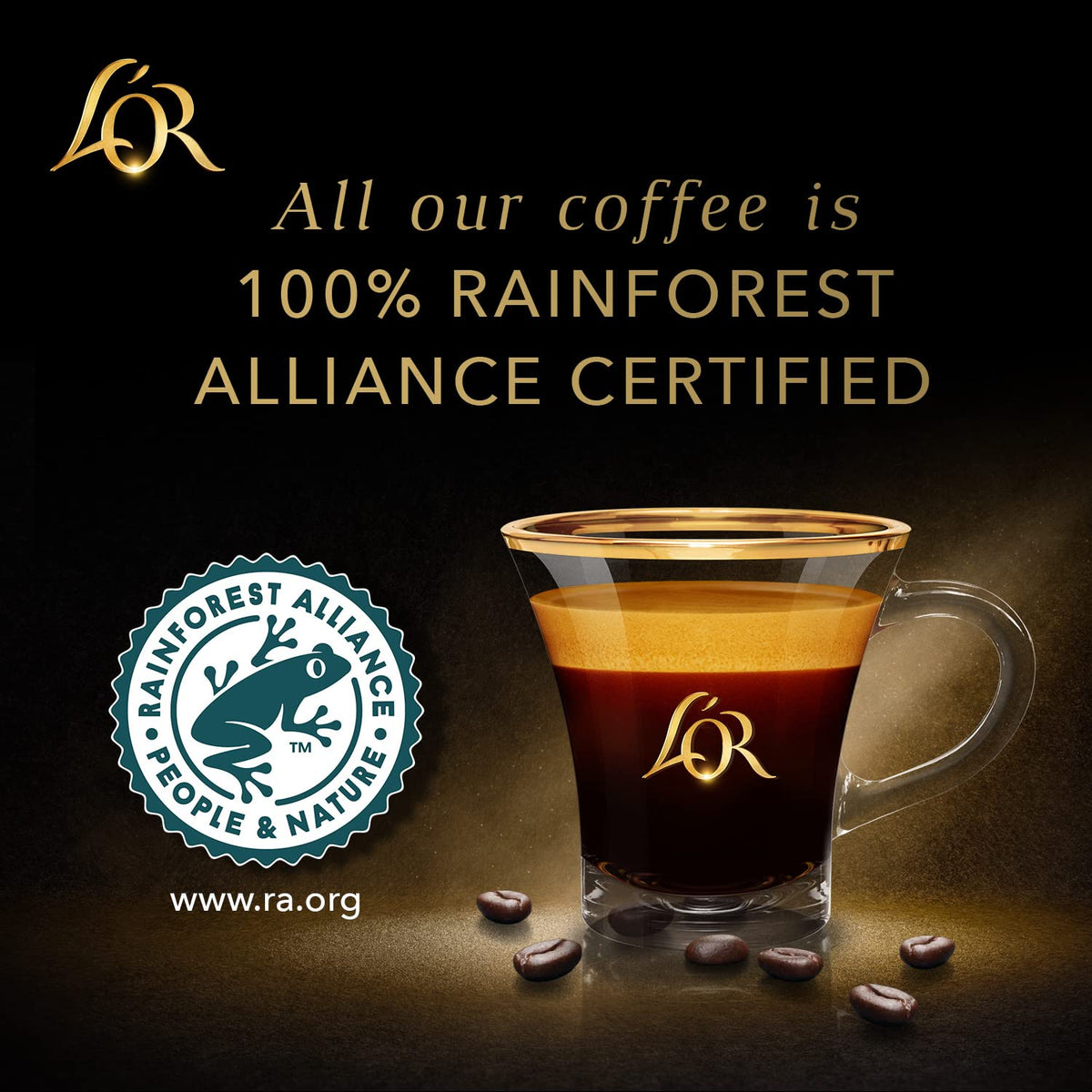 L'OR DECAF Espresso Capsules 50 Count – Ristretto Decaf, Aluminum, Compatible with L'OR BARISTA & Nespresso Original