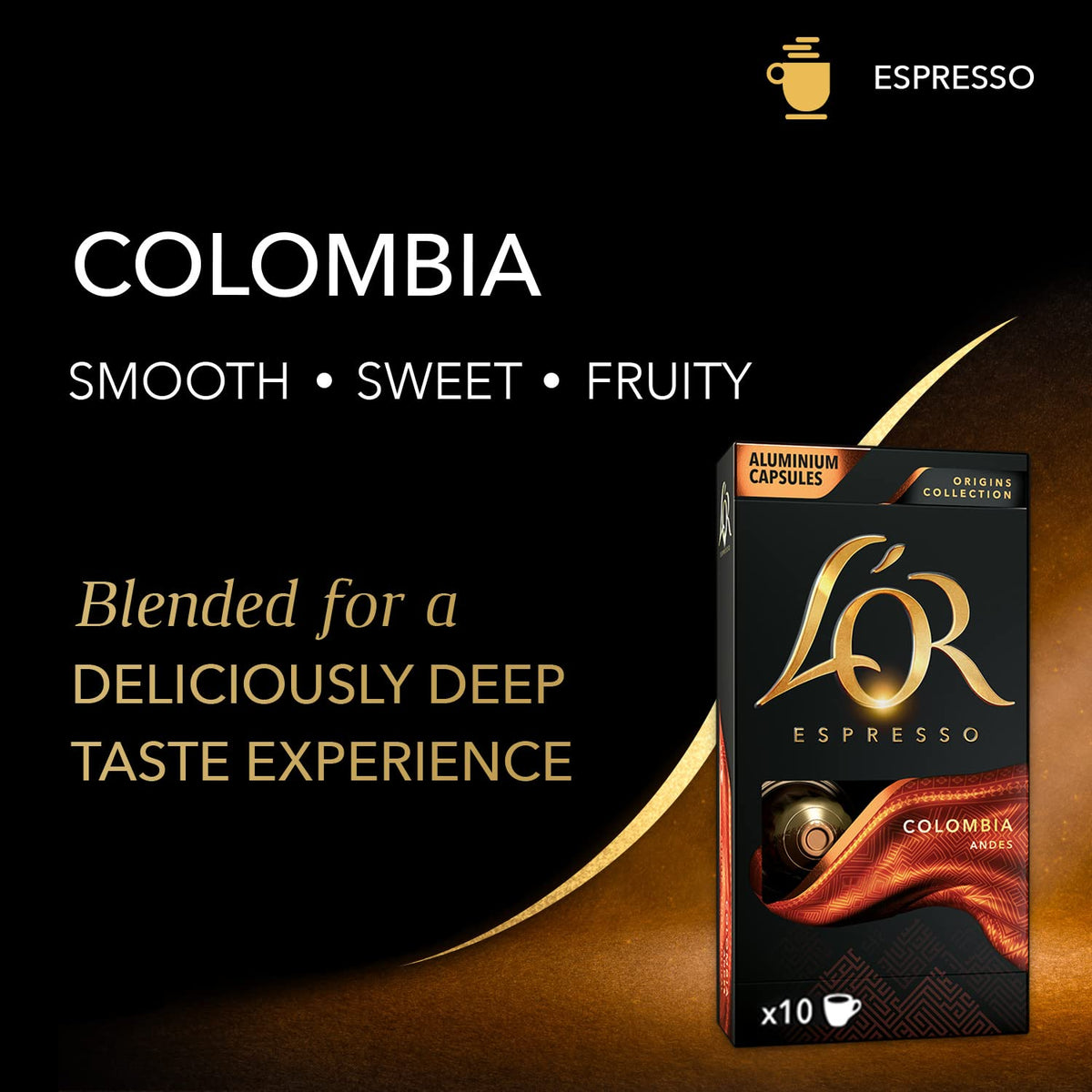 L'OR Espresso Capsules Colombia, 100 Count – Compatible with L'OR BARISTA & Nespresso Original
