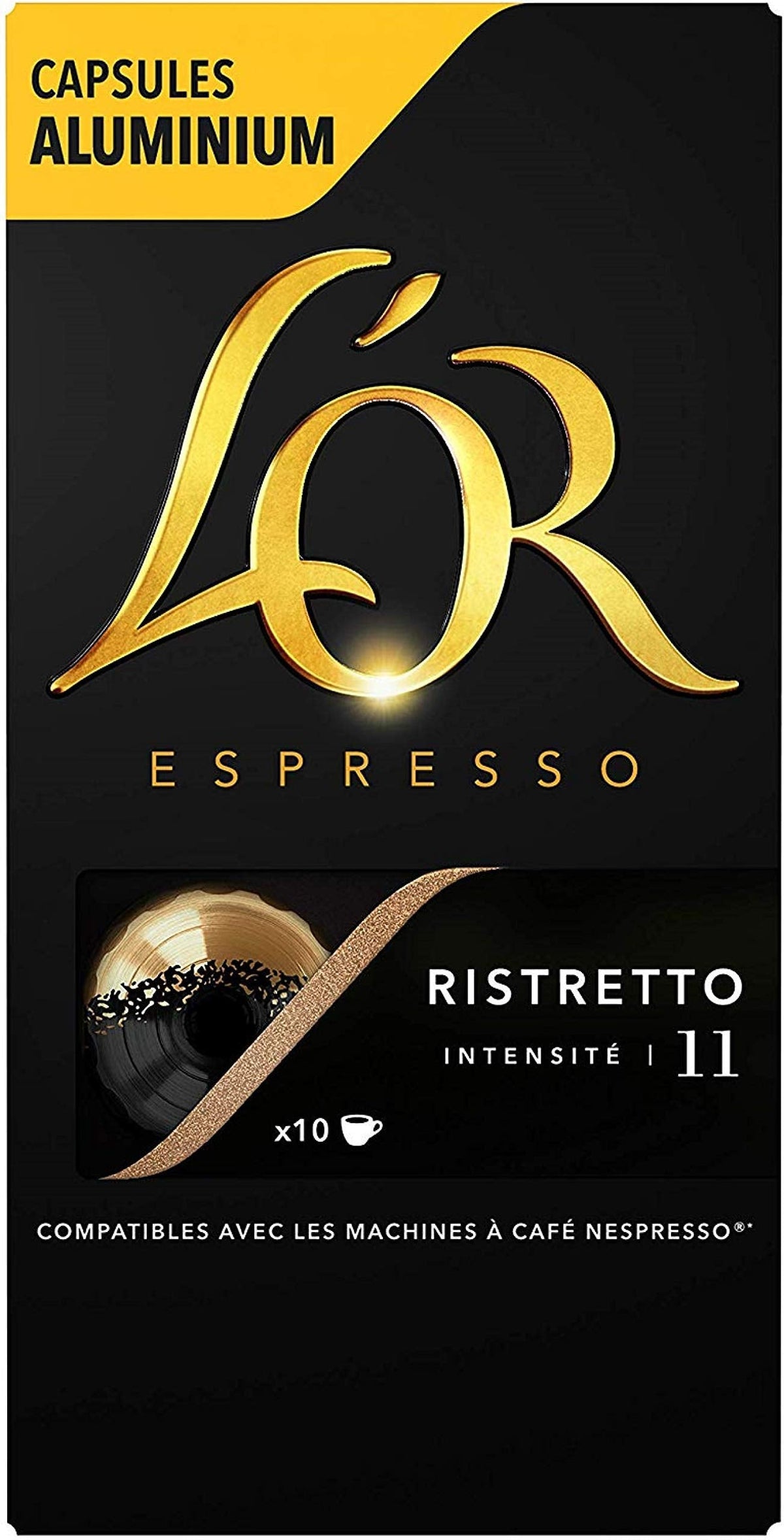 L'Or Espresso Café Ristretto – Intensity 11 – 50 Aluminium Capsules Compatible with Nespresso Machines (Bundle 5 x 10)