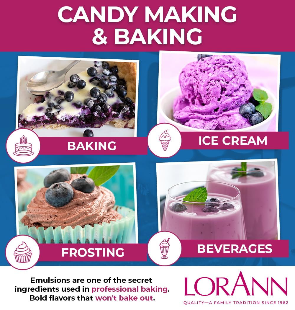 LorAnn Oils Blueberry Bakery Emulsion – Realistic Blueberry Flavor for Baked Goods, Gluten-Free & Keto-Friendly