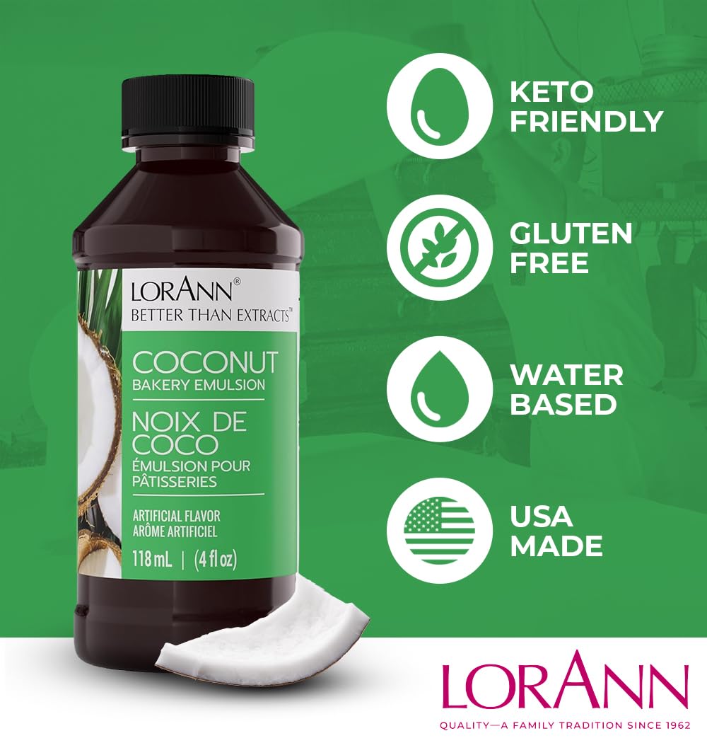 LorAnn Oils Coconut Bakery Emulsion – True Coconut Flavor for Cakes, Cookies & Desserts (16 oz)