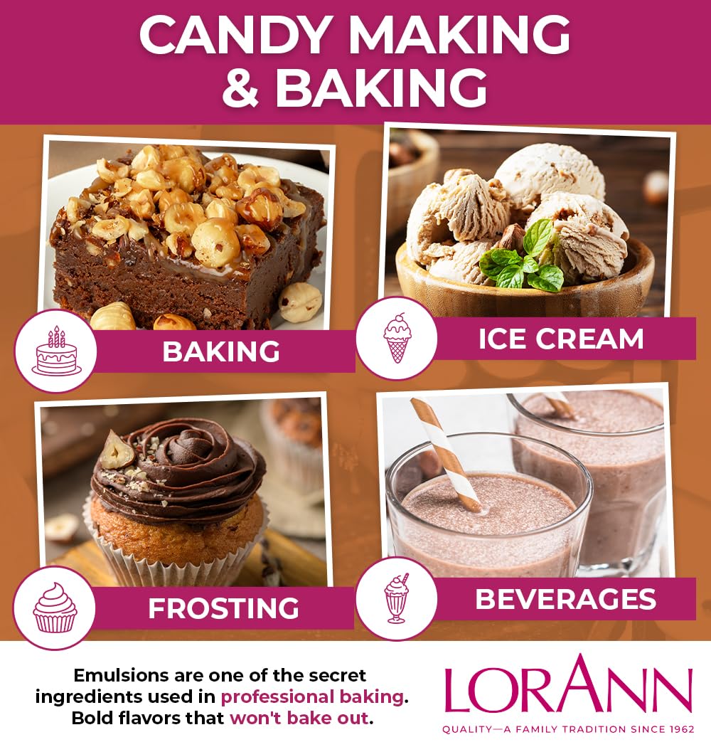 LorAnn Oils Hazelnut Bakery Emulsion – Gluten-Free, Keto-Friendly Flavor Booster (16 oz)