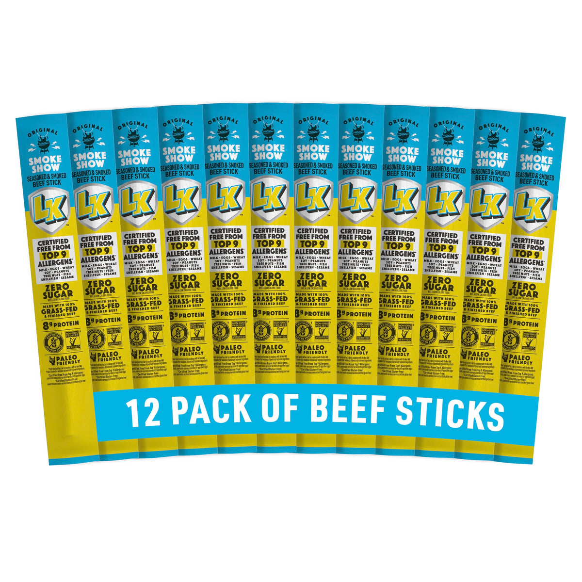 Lorissa's Kitchen Smoke Show Beef Sticks – 12 Pack, 1 oz Each | Allergen Free