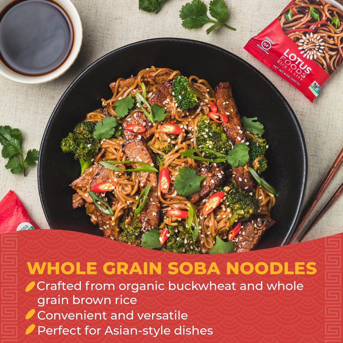 Lotus Foods Organic Soba Rice Noodles – Gluten Free, Vegan, Non-GMO (Pack of 8)