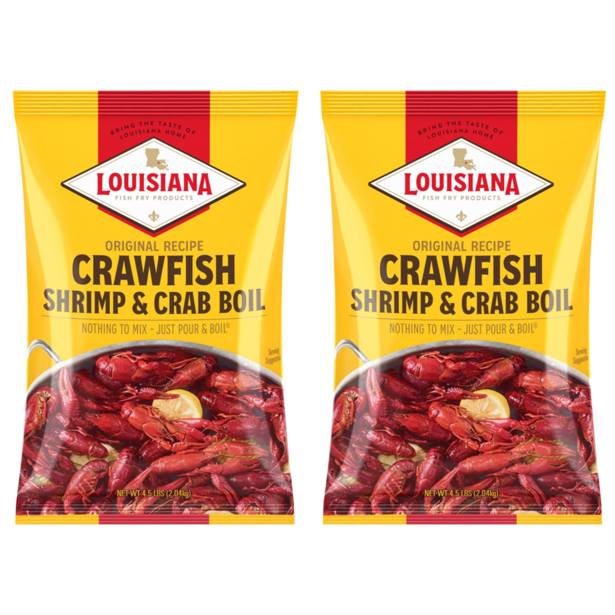 Louisiana Fish Fry Products Crawfish, Shrimp & Crab Boil Seasoning - Spicy Cajun Seafood Powder, Low-Salt, 4.5 lb per bag (Pack of 2)