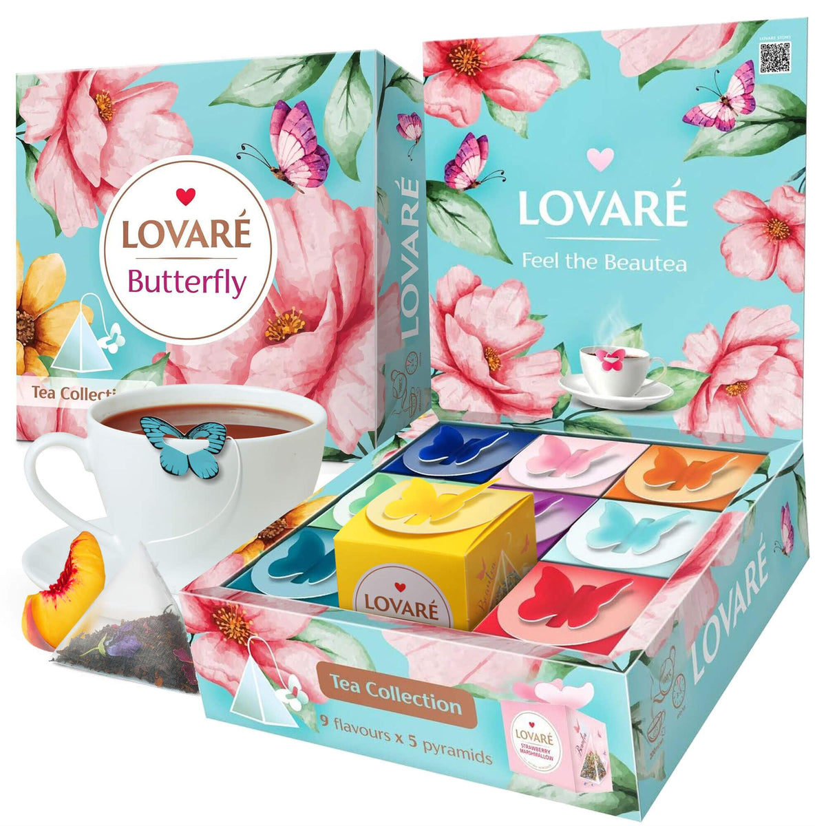 LOVARE Assorted Tea Pyramid Bags 45 Pack – 9 Flavors Sampler (Ukraine)