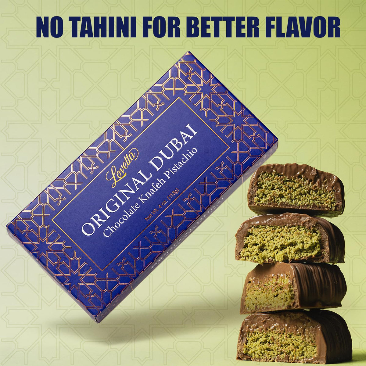 Lovetta Dubai Milk Chocolate Bar Pistachio Knafeh – Luxury Belgian Chocolate (2-Pack)