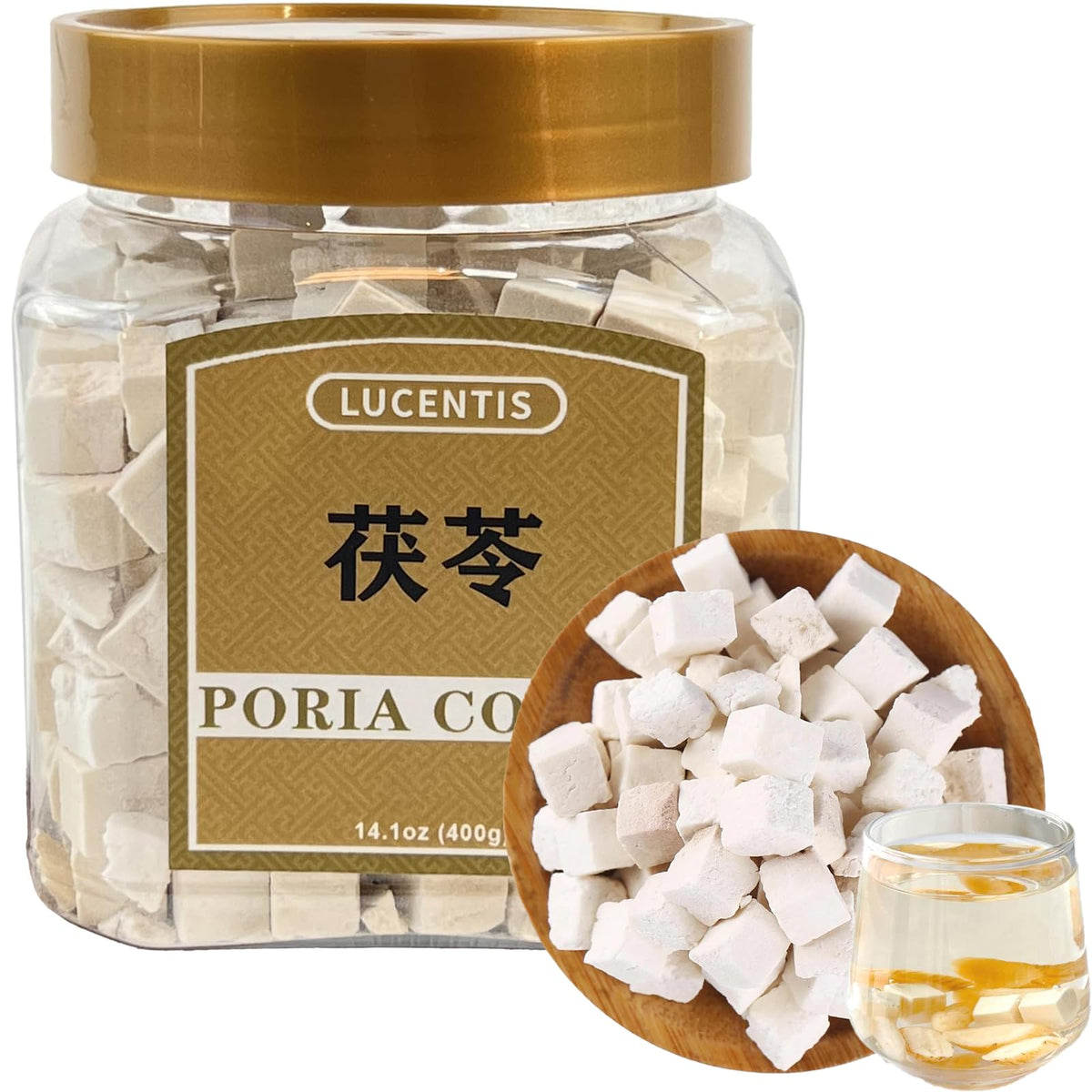LUCENTIS Poria Cocos Fu Ling 14.1oz (400g) – Pure Herbal Ingredient for Beverages, Soups, Porridge & Baking – No Additives