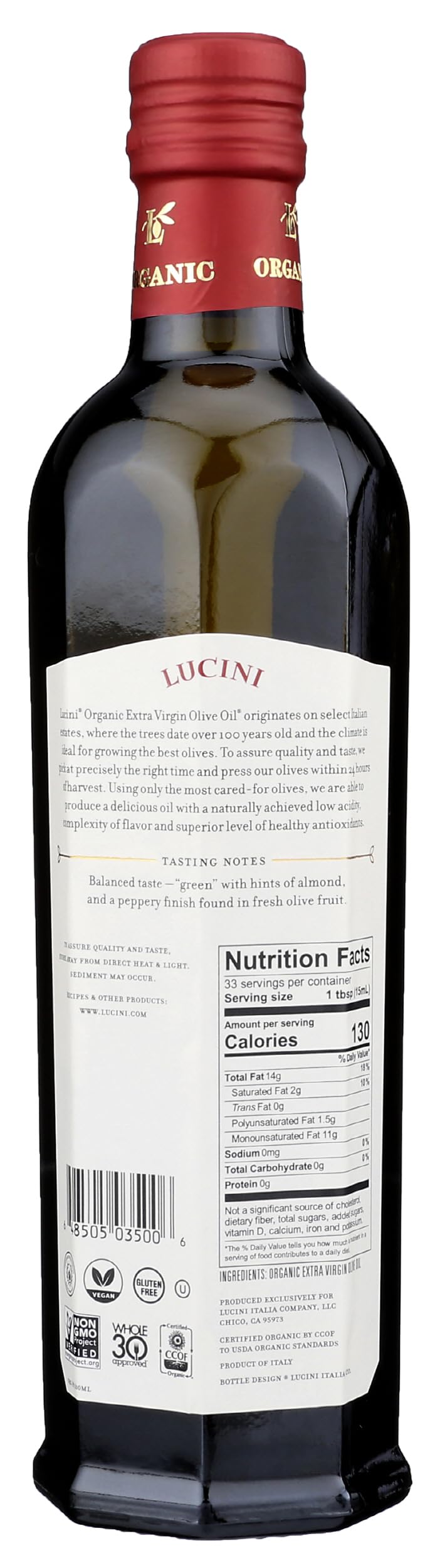 Lucini Extra Virgin Olive Oil Collection | Premium Select Organic 500 mL