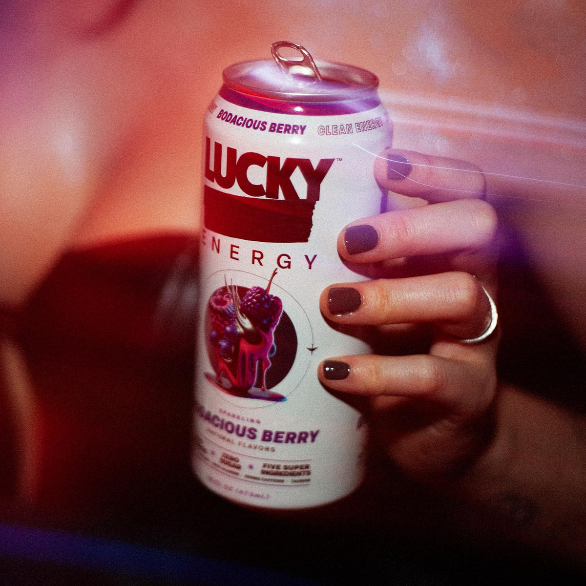 Lucky Energy Bodacious Berry Sugar Free Energy Drink 12-Pack | 16oz Cans