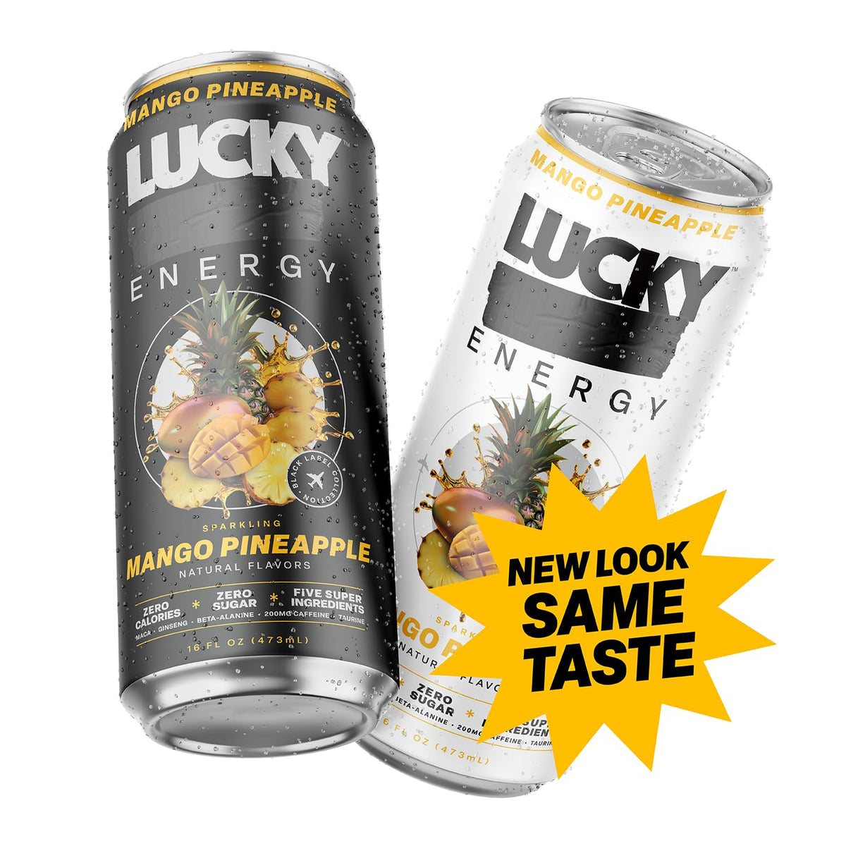 Lucky Energy Mango Pineapple Sugar-Free Energy Drink 16oz (12-Pack)