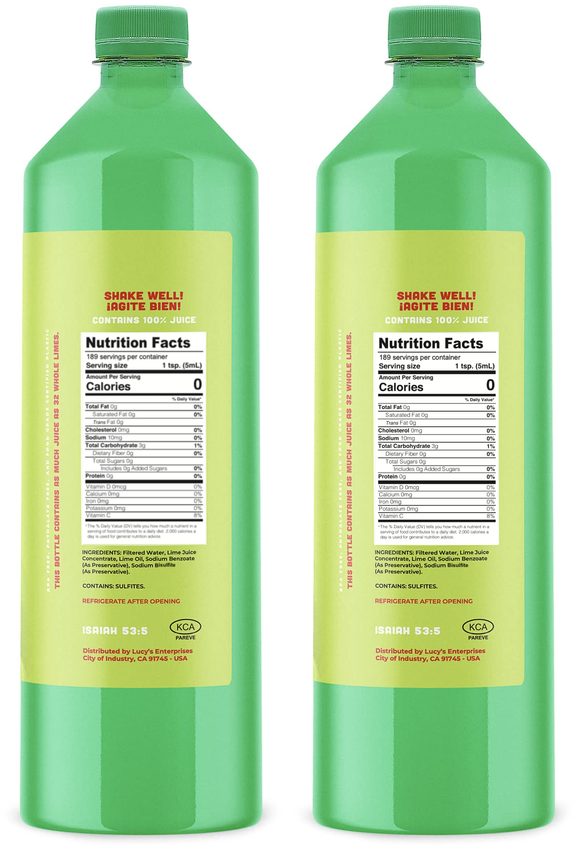 Lucy’s Family Owned 100% Lime Juice 32oz Bottle (2 Pack)