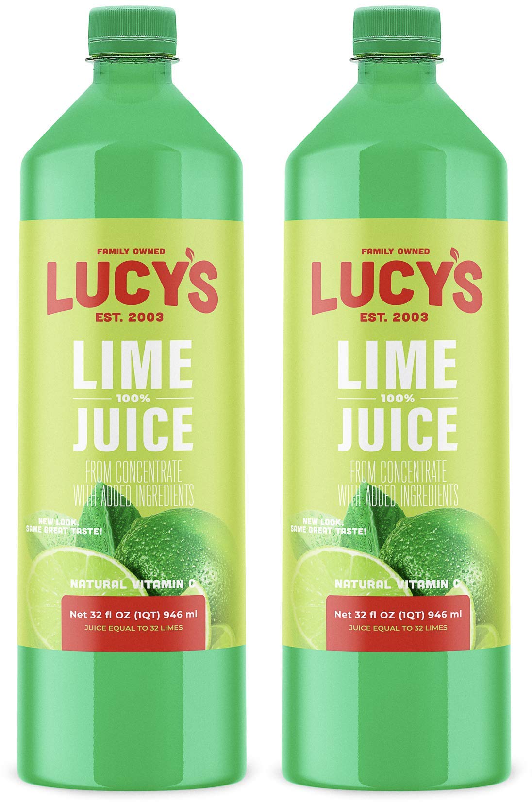 Lucy’s Family Owned 100% Lime Juice 32oz Bottle (2 Pack)