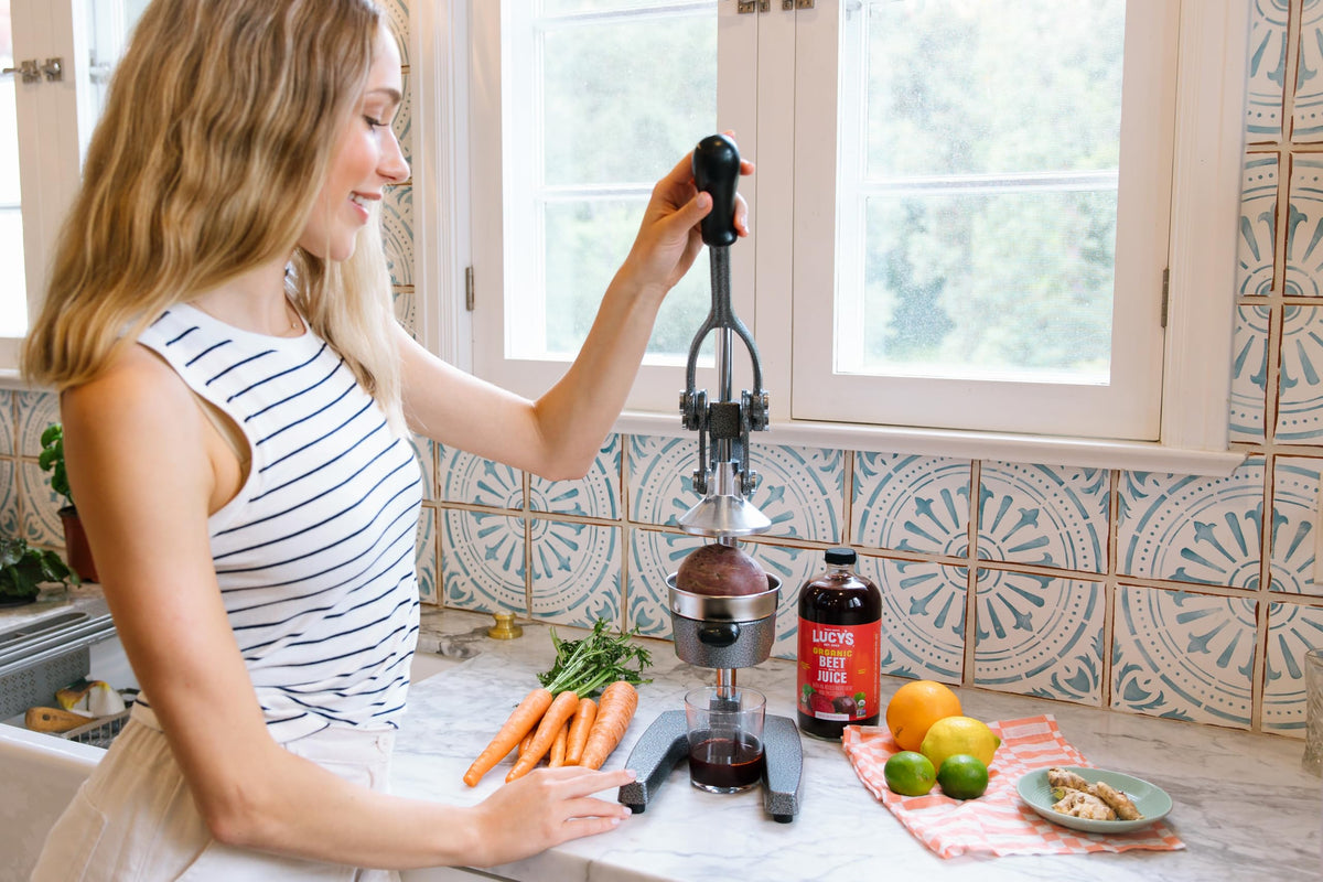 Lucy’s Organic Beet Juice – 34 oz Glass Bottle, Fresh Pressed & Pasteurized
