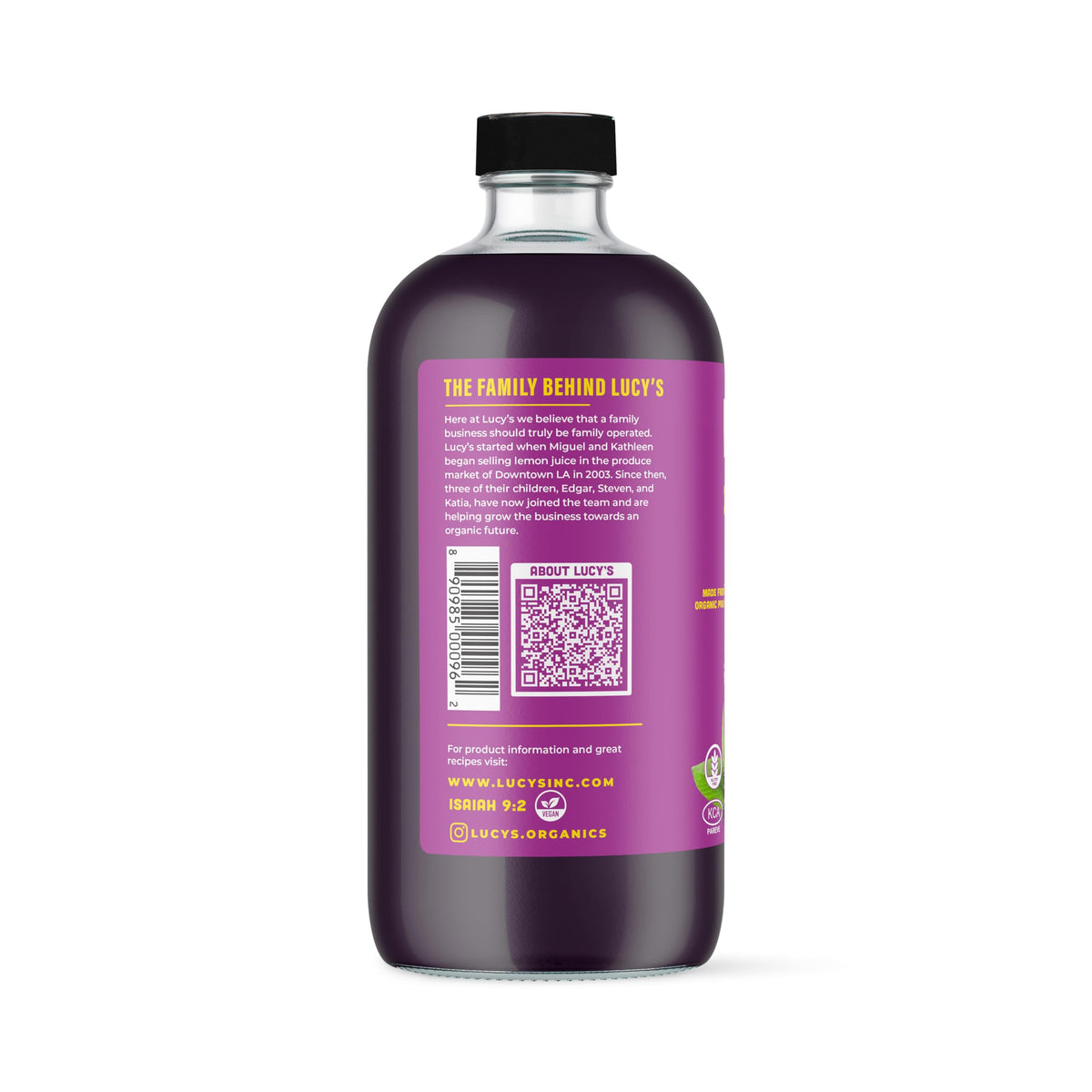 Lucy’s Family Owned Organic Prune Juice — 2 x 34oz Glass Bottles, 100% Prune Juice