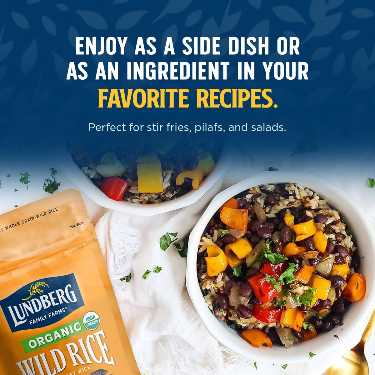 Lundberg Wild Rice – Regenerative Organic Certified, 3-Pack (8 oz each) – California-Grown, 100% Whole Grain