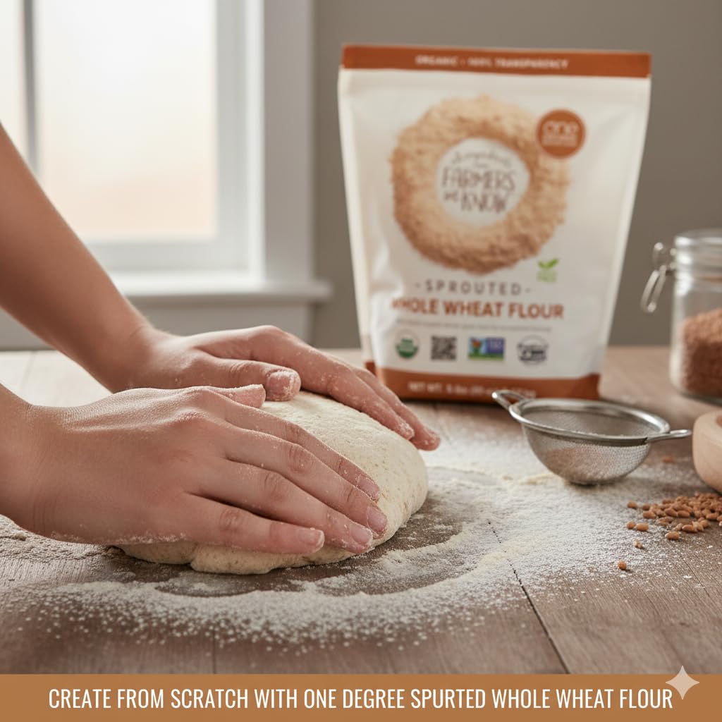 LuxProdX Sprouted Whole Wheat Flour 5lb – Organic, Non-GMO, Vegan, Kosher