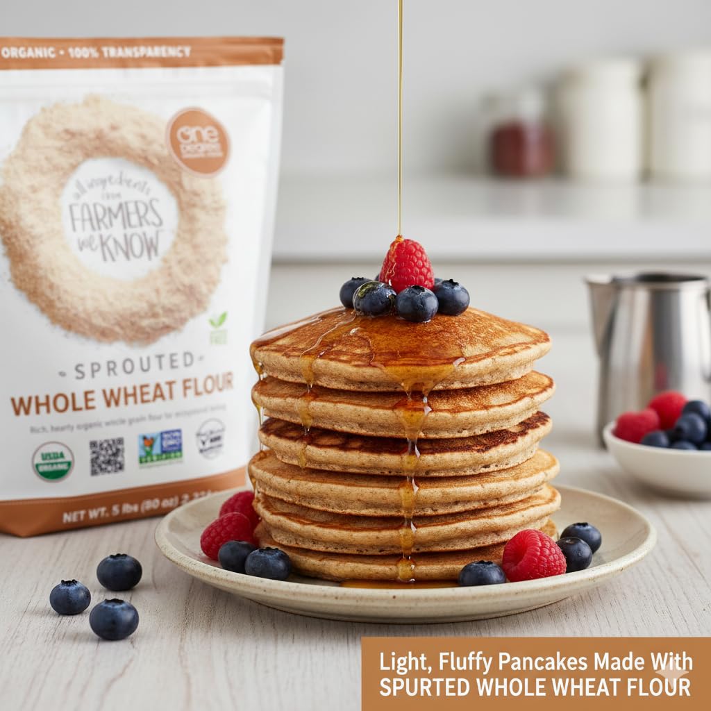 LuxProdX Sprouted Whole Wheat Flour 5lb – Organic, Non-GMO, Vegan, Kosher