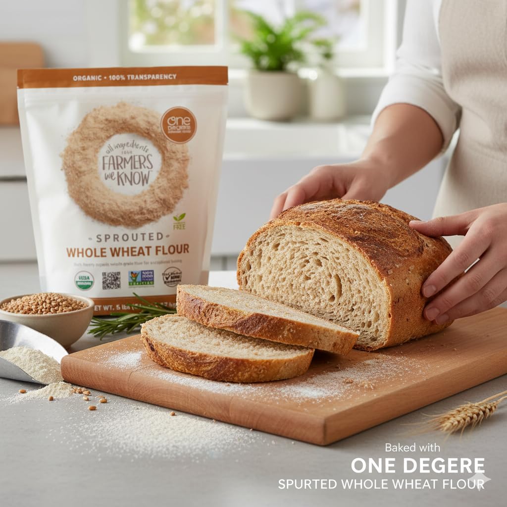 LuxProdX Sprouted Whole Wheat Flour 5lb – Organic, Non-GMO, Vegan, Kosher