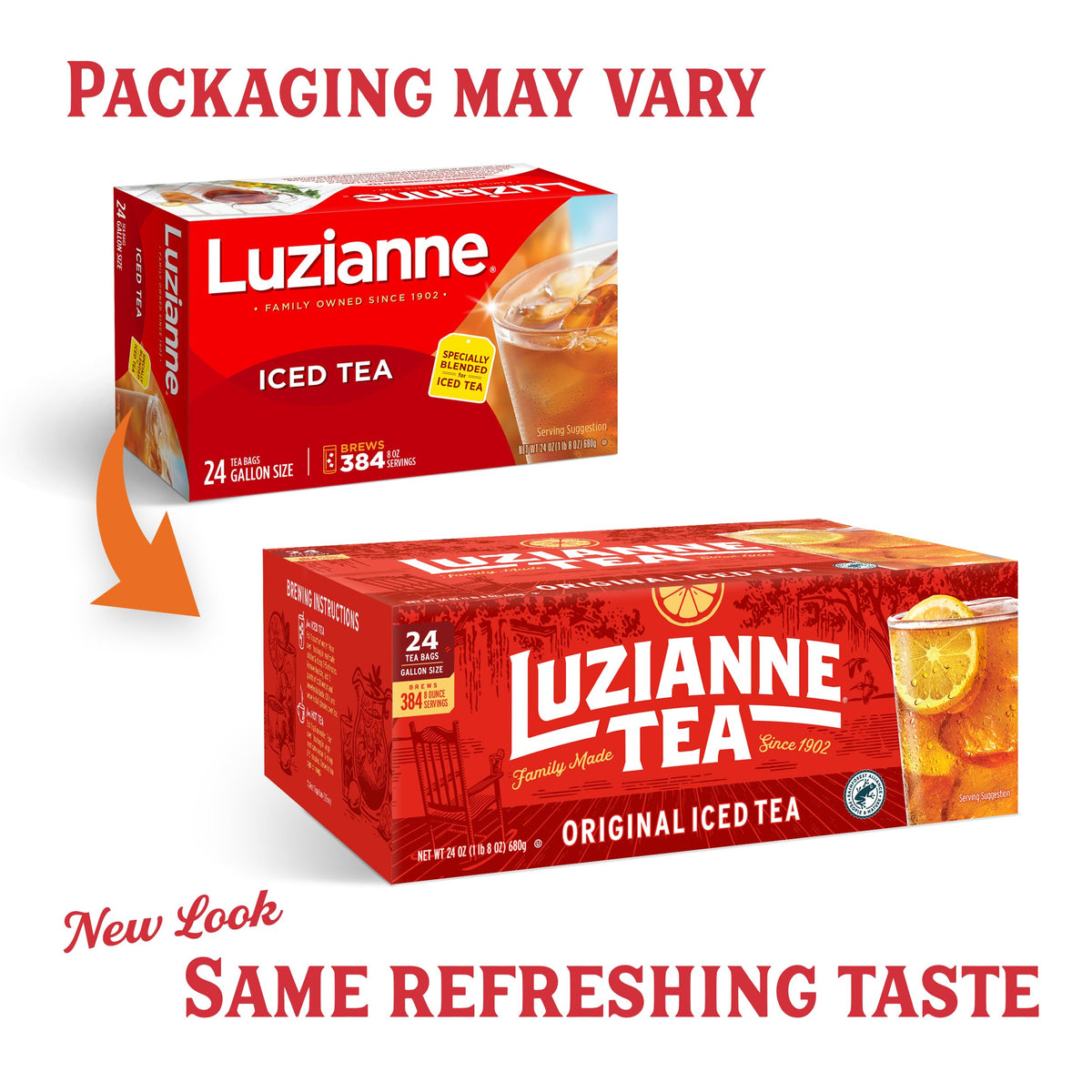 Luzianne Unsweetened Iced Tea Bags – Gallon Size, 24ct Box (Pack of 4)