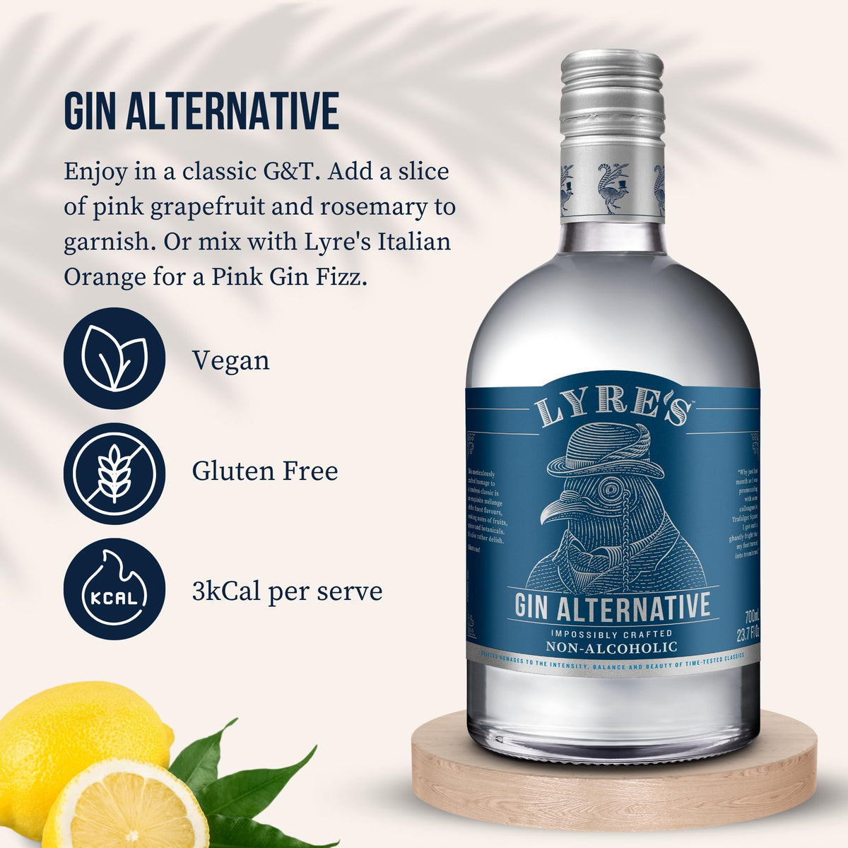 Lyre's Gin Alternative — Award-Winning Alcohol-Free London Dry Gin Substitute (23.7 oz)