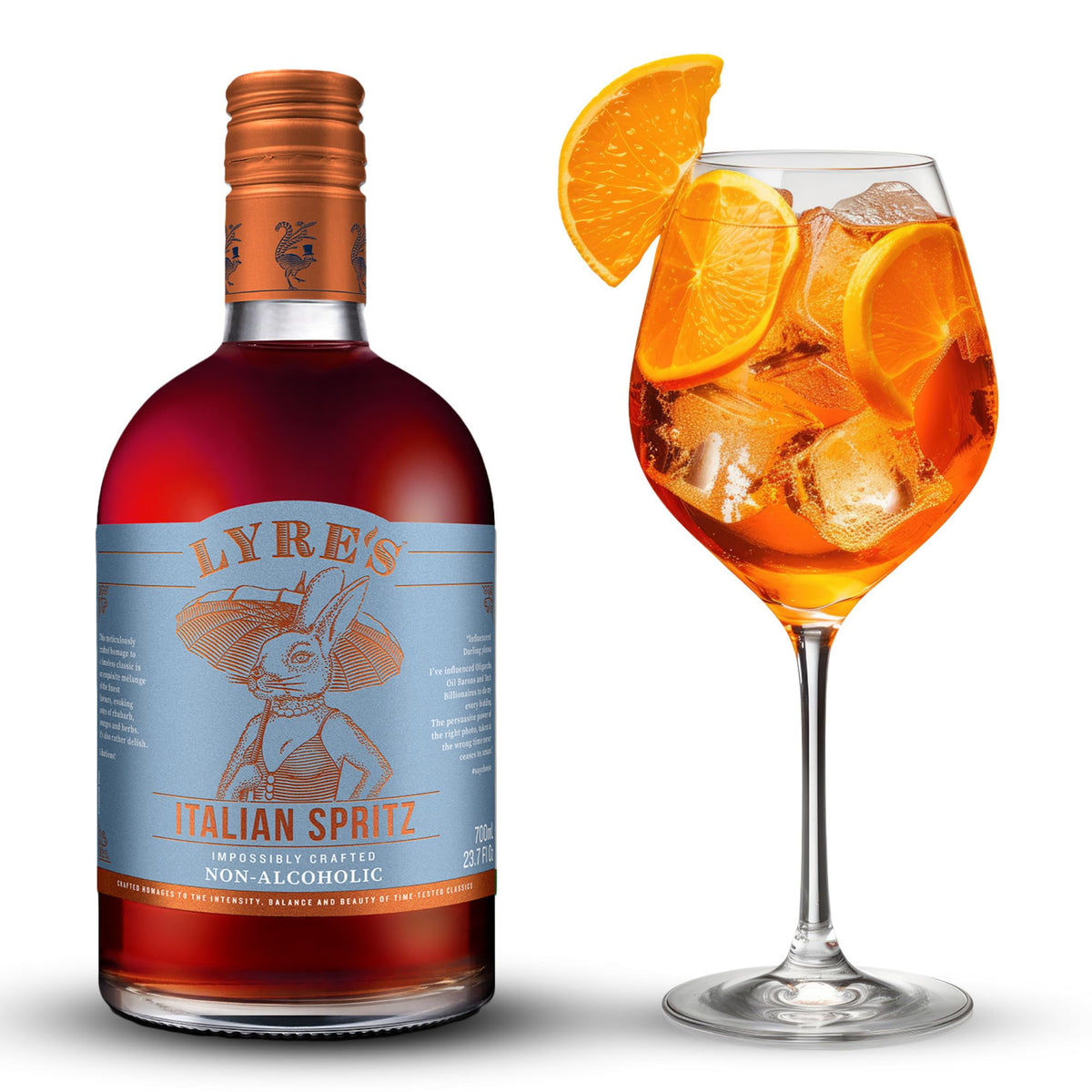 Lyre's Italian Spritz – Premium Non-Alcoholic Bitter Orange Spritz, 700ml Bottle with NEW Screw Cap