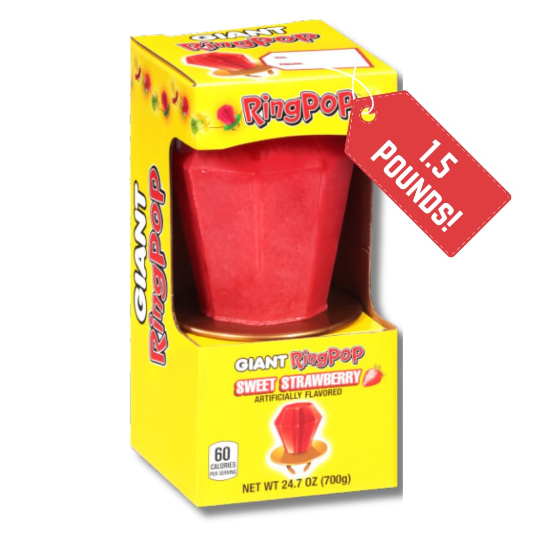 Lyza's Sweets & Treats Giant Ring Pop Gift – 1.5 lb Strawberry Ring Pop